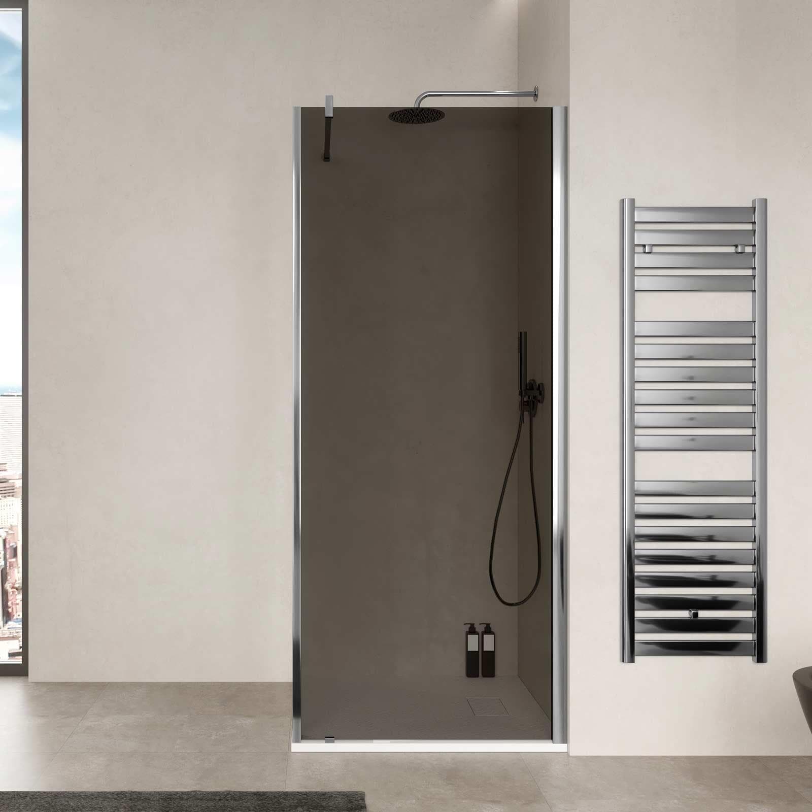 Box doccia Walk In 80 cm con anta girevole 45 cm in vetro temperato fumè anticalcare - Keep
