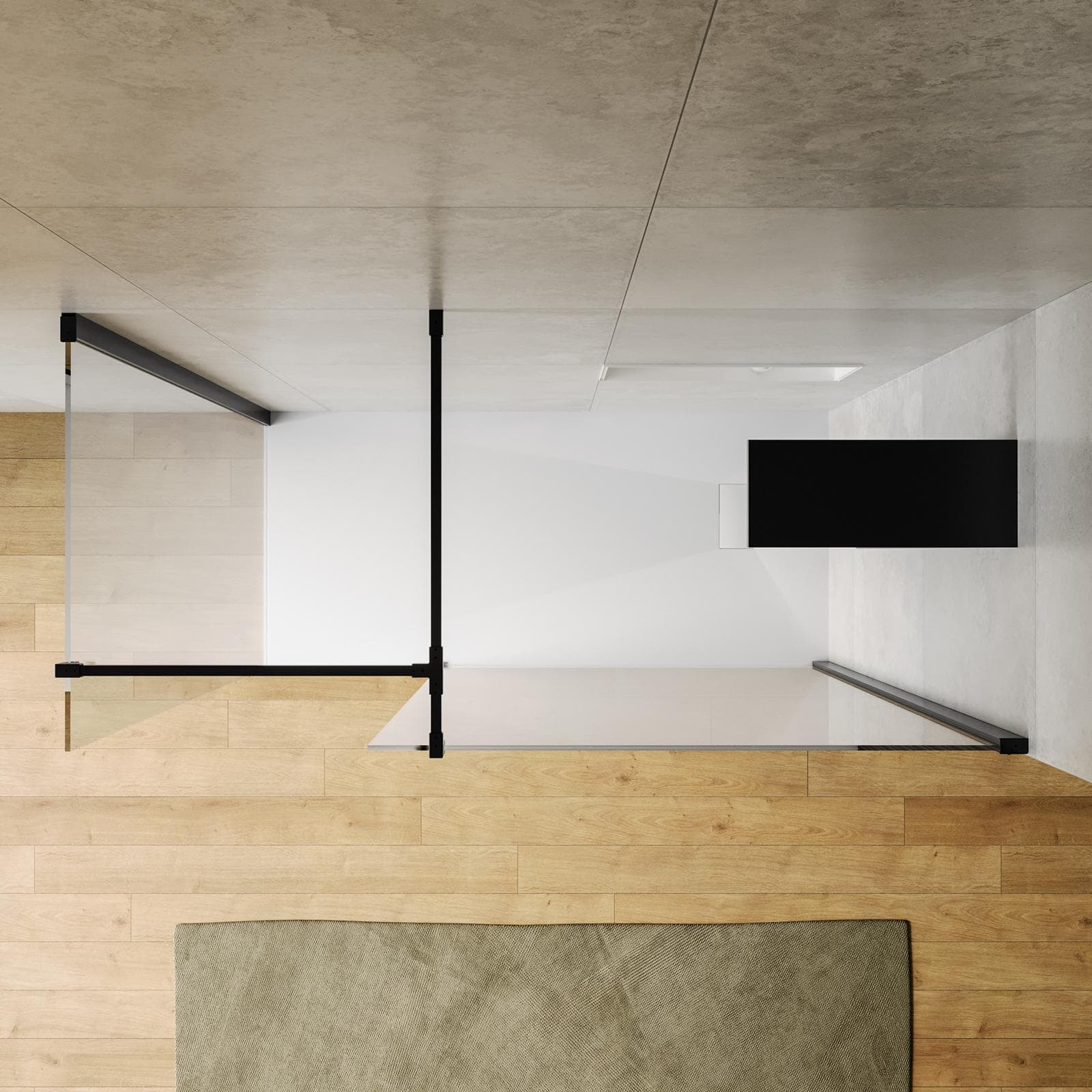 Box doccia walk-in due lati 90x120 con vetro anticalcare trasparente e profilo nero opaco 200h - Keep