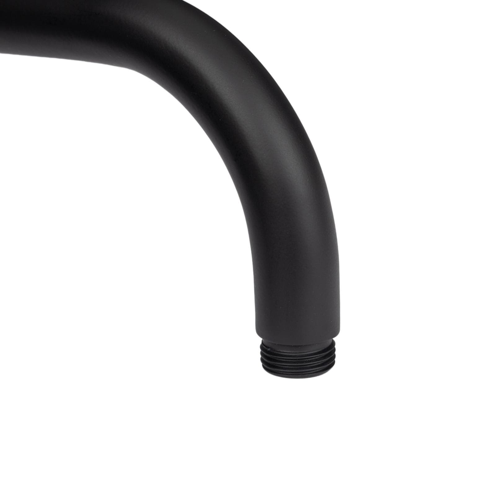 Braccio doccia curvo nero opaco in ottone 30 cm per soffione da muro total black