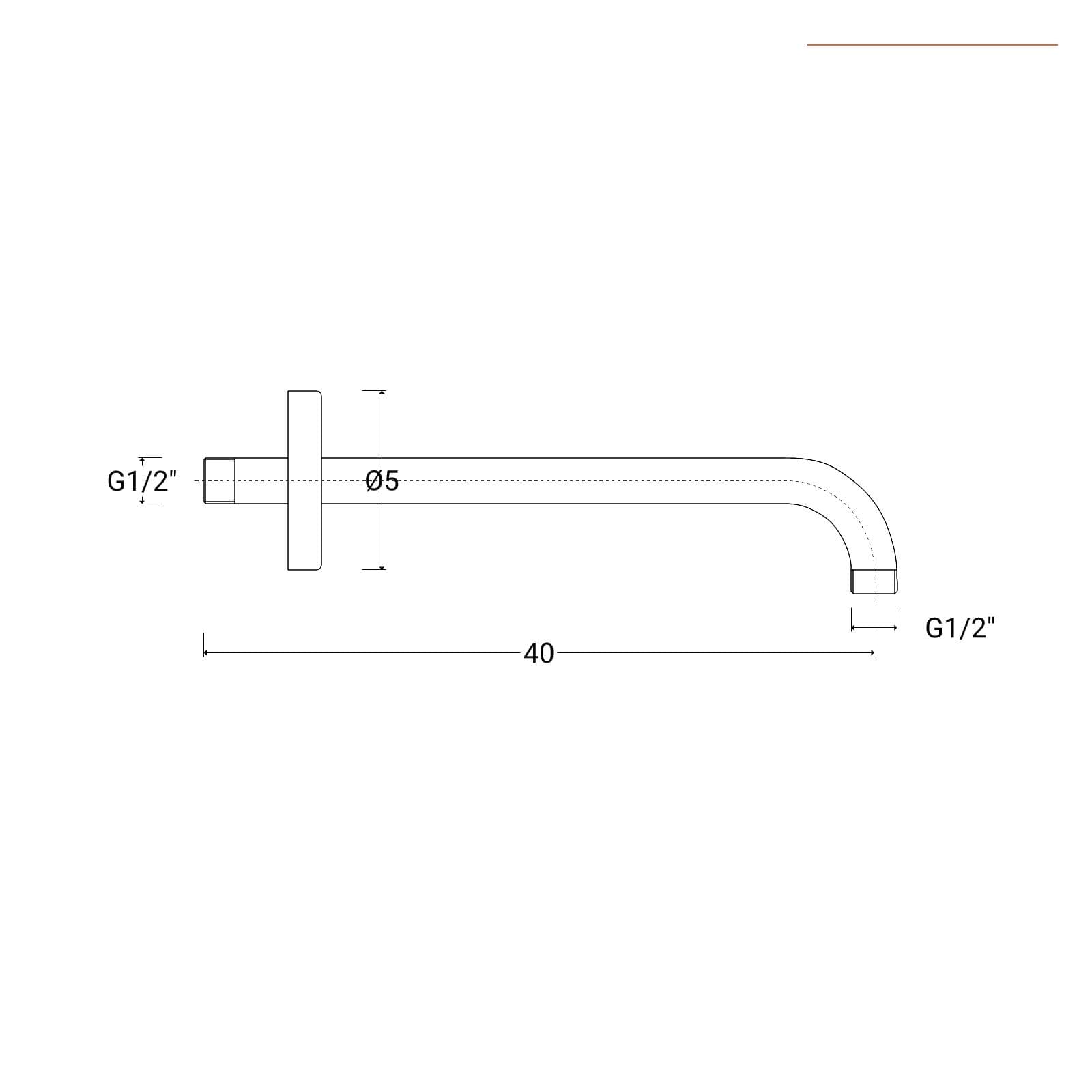 Braccio doccia design curvo 40 cm a muro Jacuzzi - Rubinetteria arredo bagno per soffione