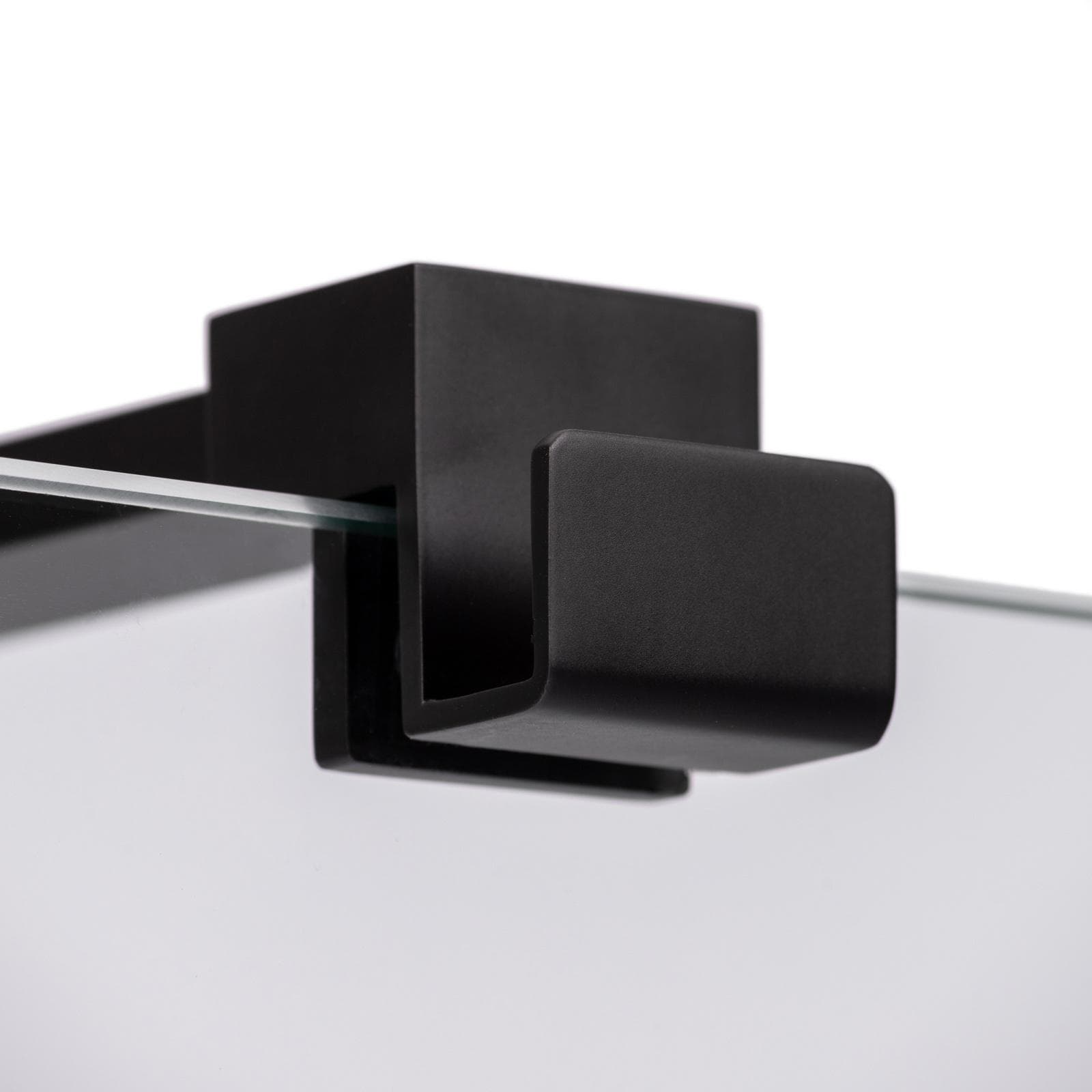 Braccio walk-in 100 cm acciaio con gancio appendino e sezione quadrata nero