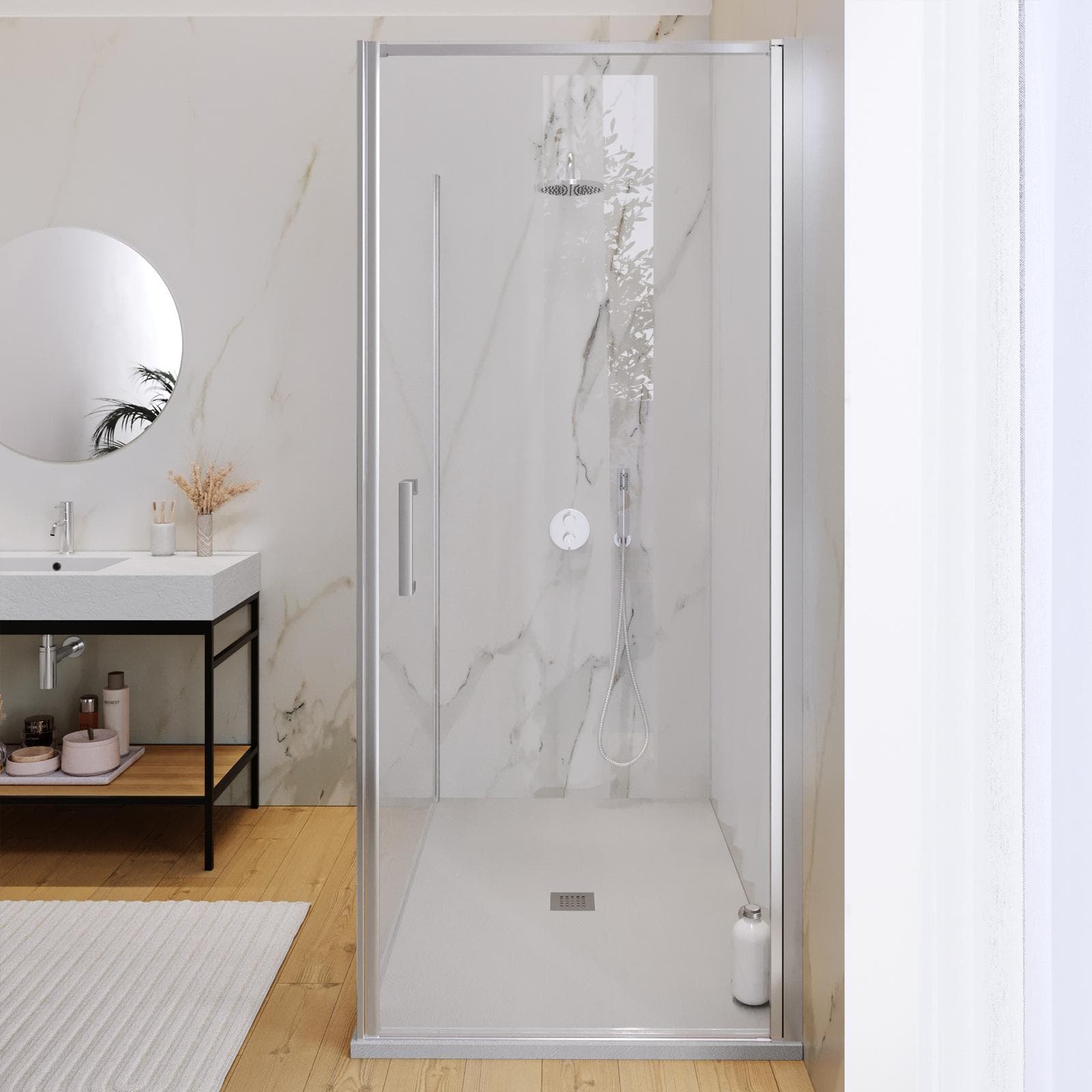 Box doccia 150X90 cm battente con vetro anticalcare trasparente e profilo cromo 200h - Artego
