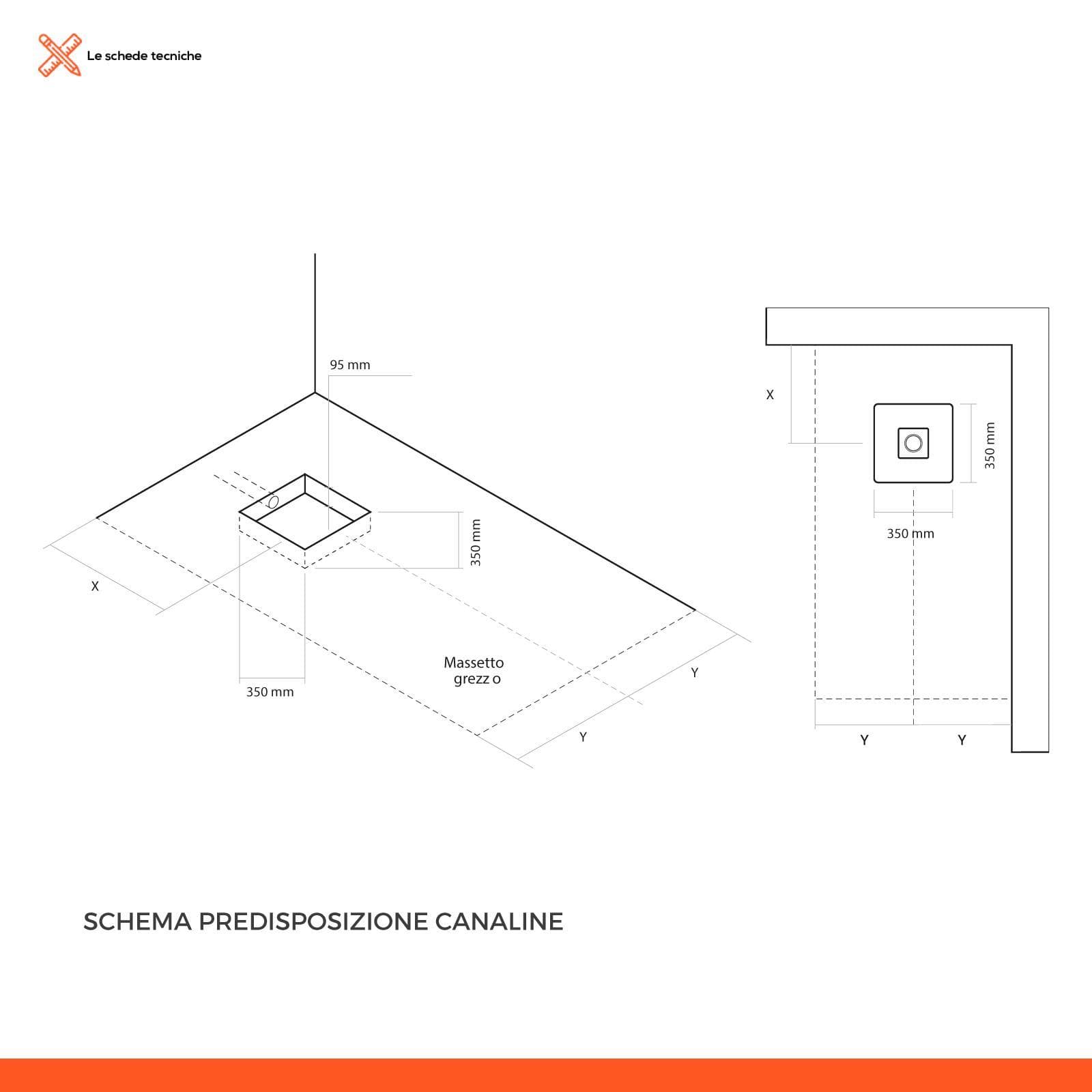 Canalina doccia quadrata acciaio inox 15x15 cm cover piastrellabile