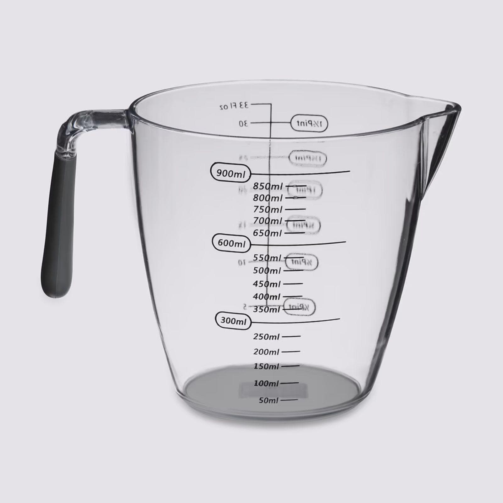 Caraffa graduata 900 ml trasparente e manico antiscivolo