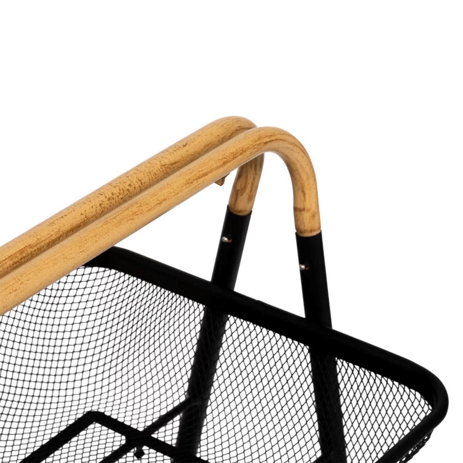 Carrello da cucina 48x86h cm in acciaio nero con manico effetto legno