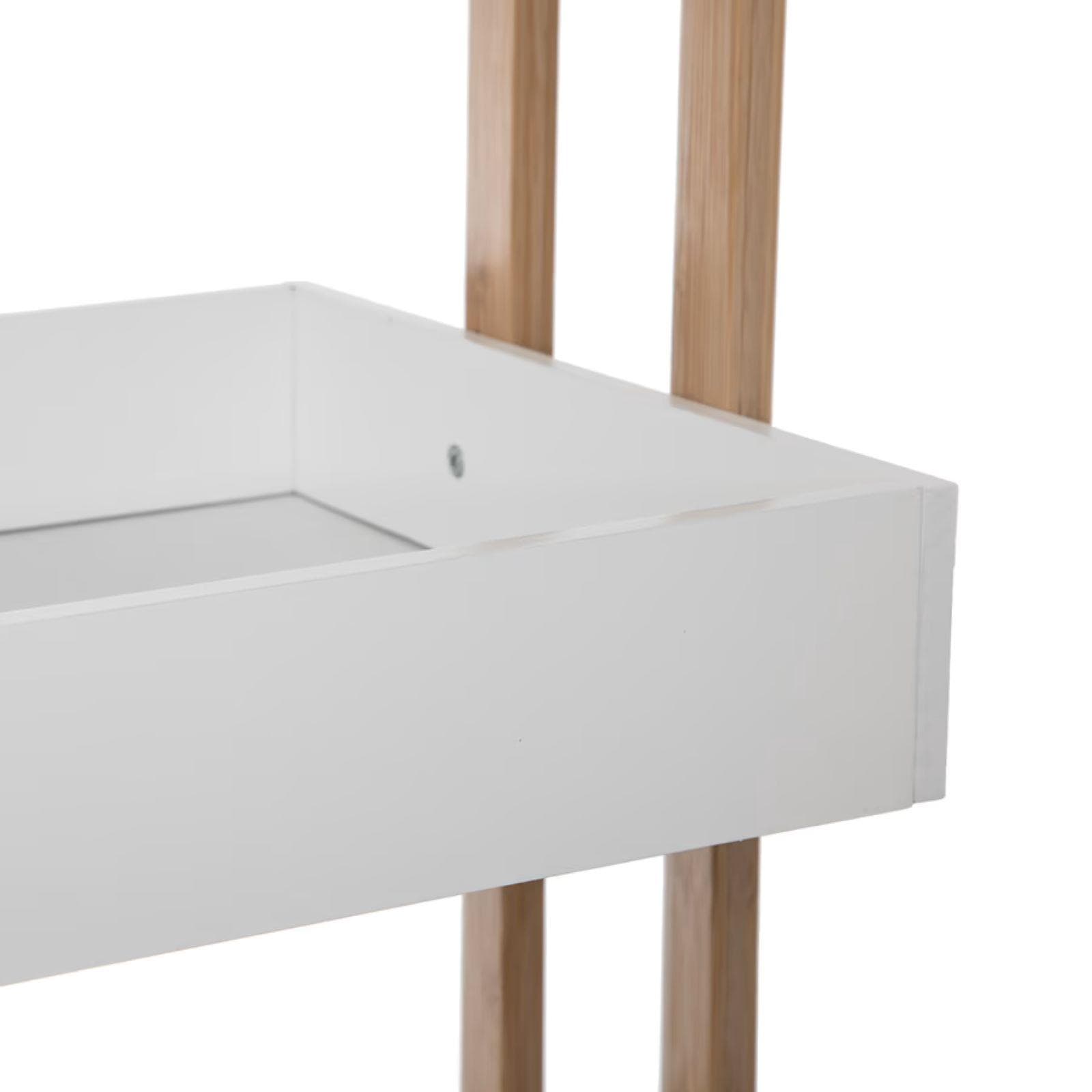 Carrello da cucina 88h cm in legno bianco e naturale con freni e 4 ripiani - Bilbao