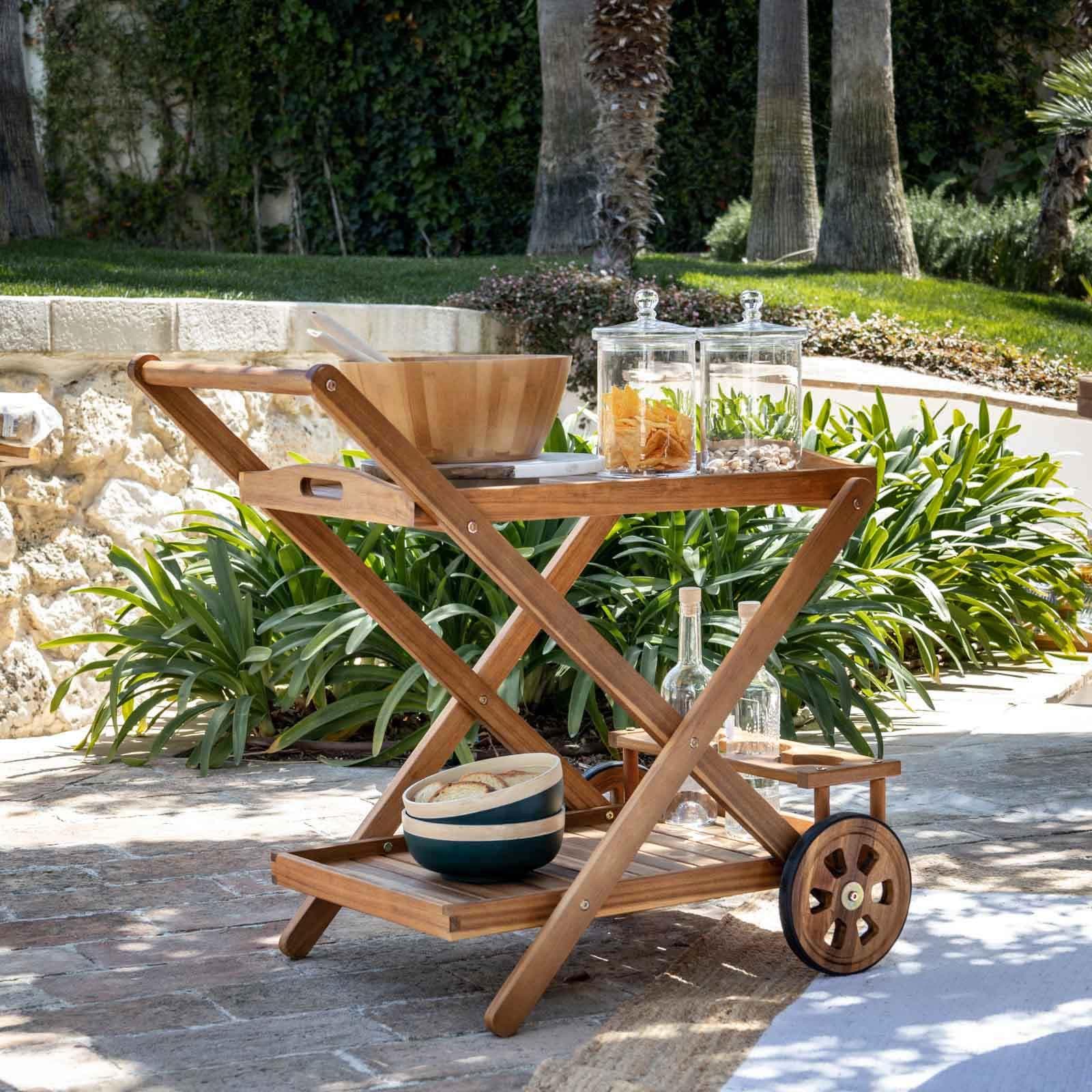 Carrello portavivande in legno di acacia - Paja