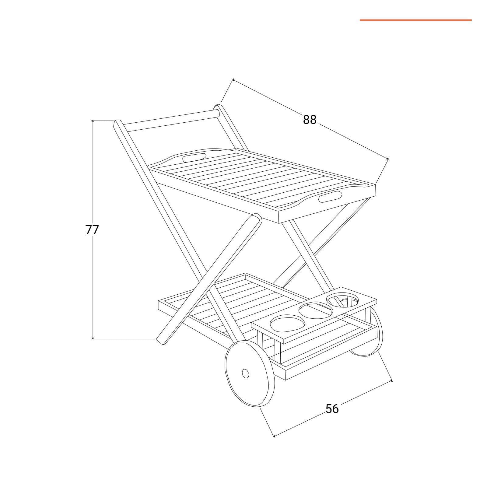 Carrello portavivande in legno di acacia - Paja