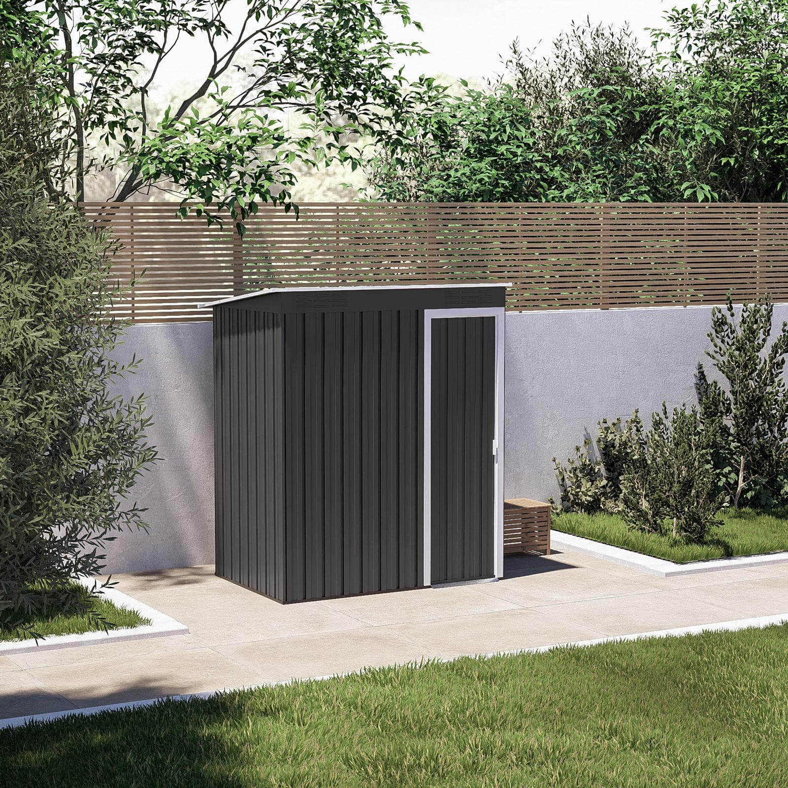 Casetta ricovero attrezzi da giardino 150x90x180h cm in acciaio antracite - Bleir