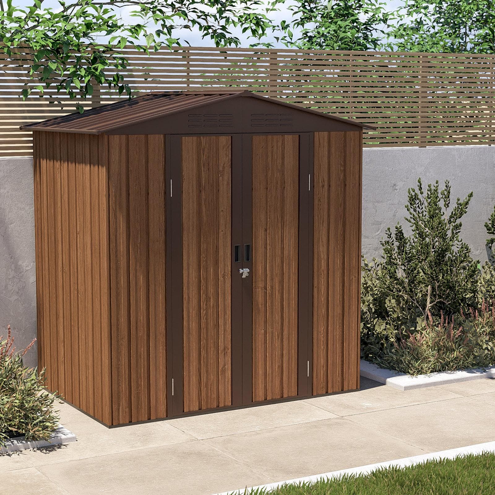 Casetta ricovero attrezzi da giardino 180x120x196h cm in acciaio effetto legno - Bleir