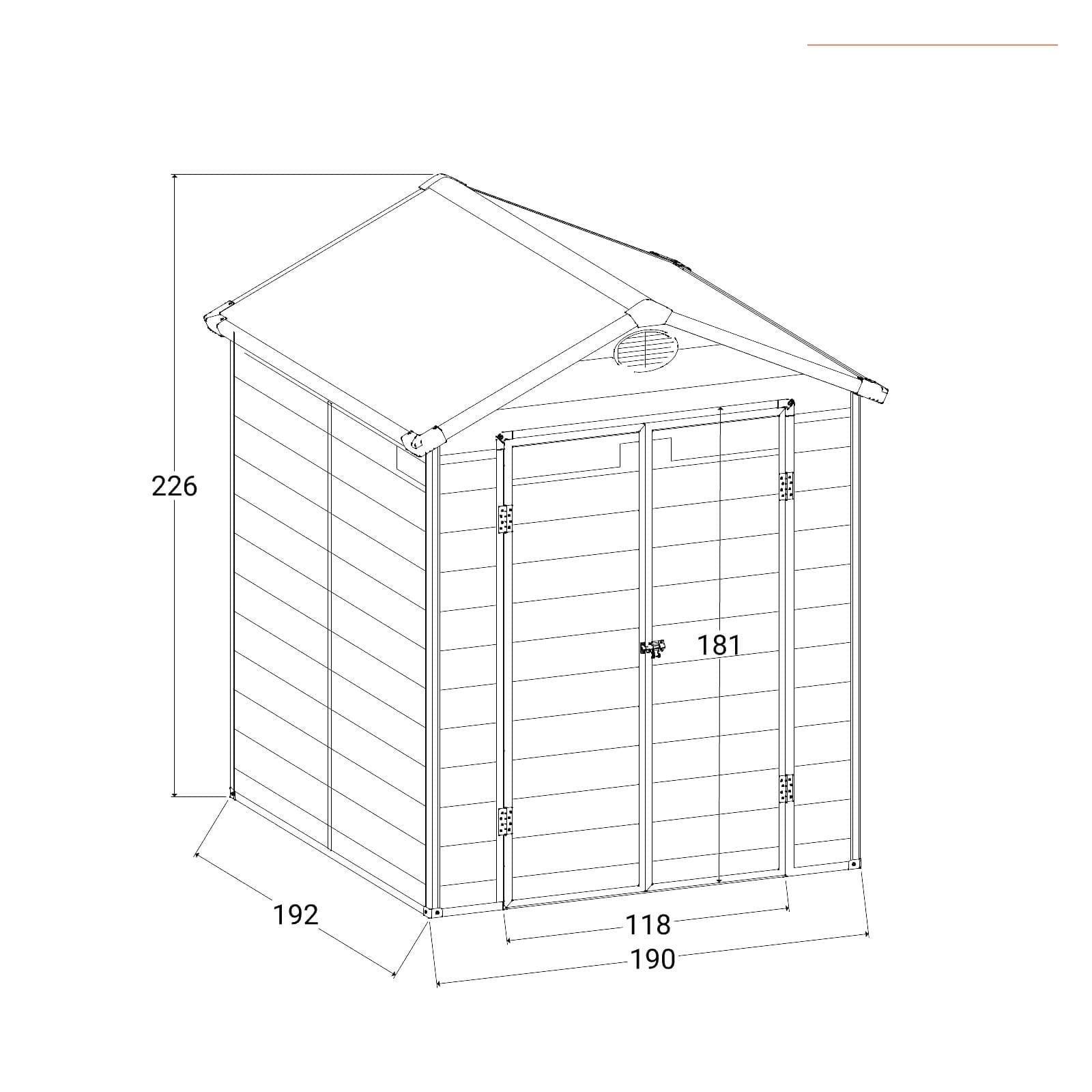 Casetta ricovero attrezzi da giardino 190x192x226h cm in polipropilene grigio - Florella
