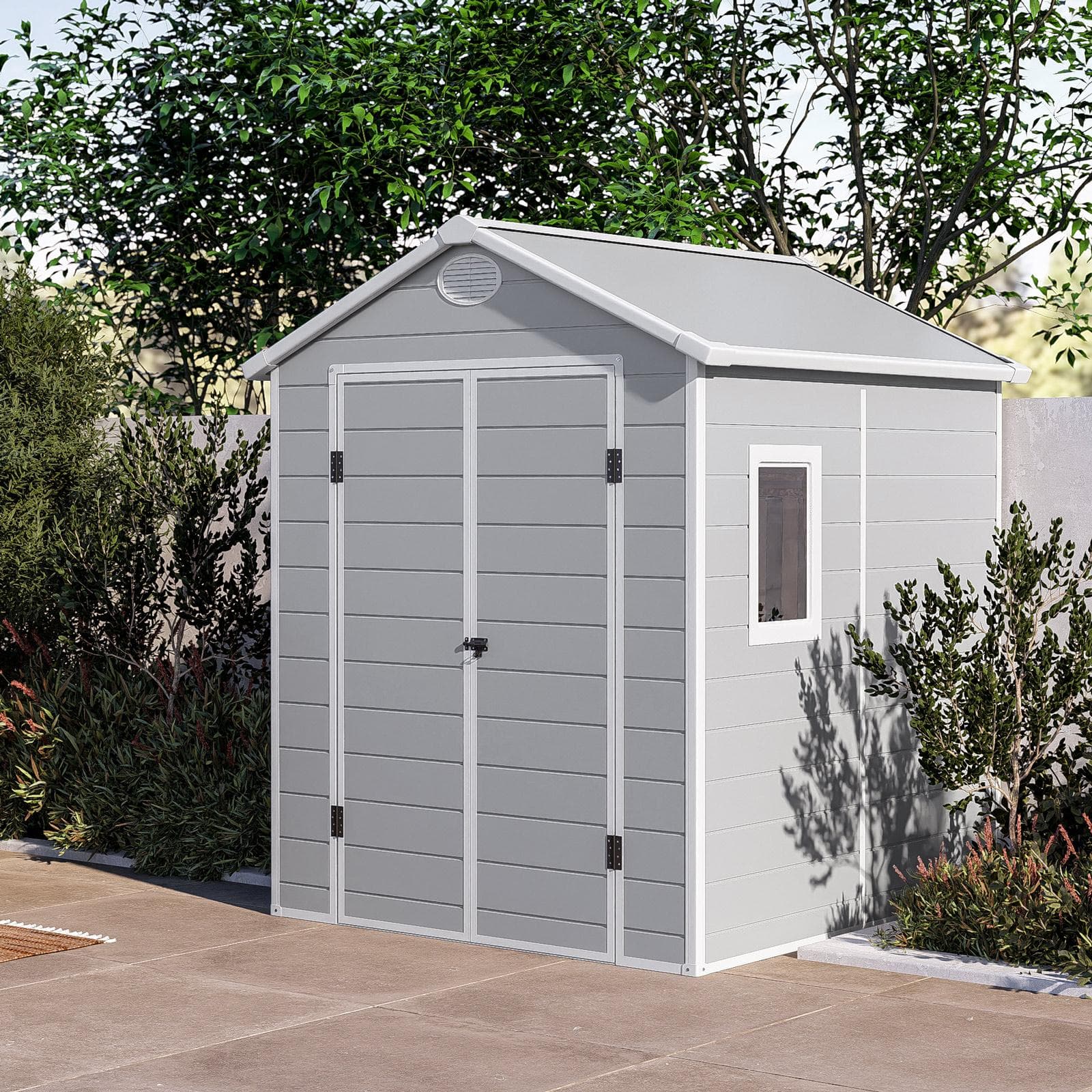 Casetta ricovero attrezzi da giardino 190x192x226h cm in polipropilene grigio - Florella