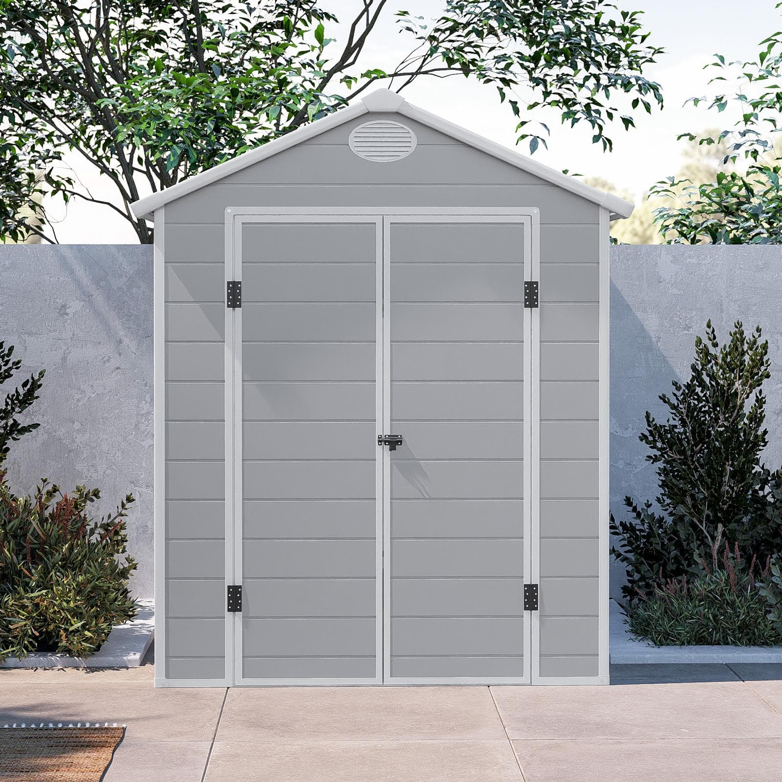 Casetta ricovero attrezzi da giardino 190x192x226h cm in polipropilene grigio - Florella