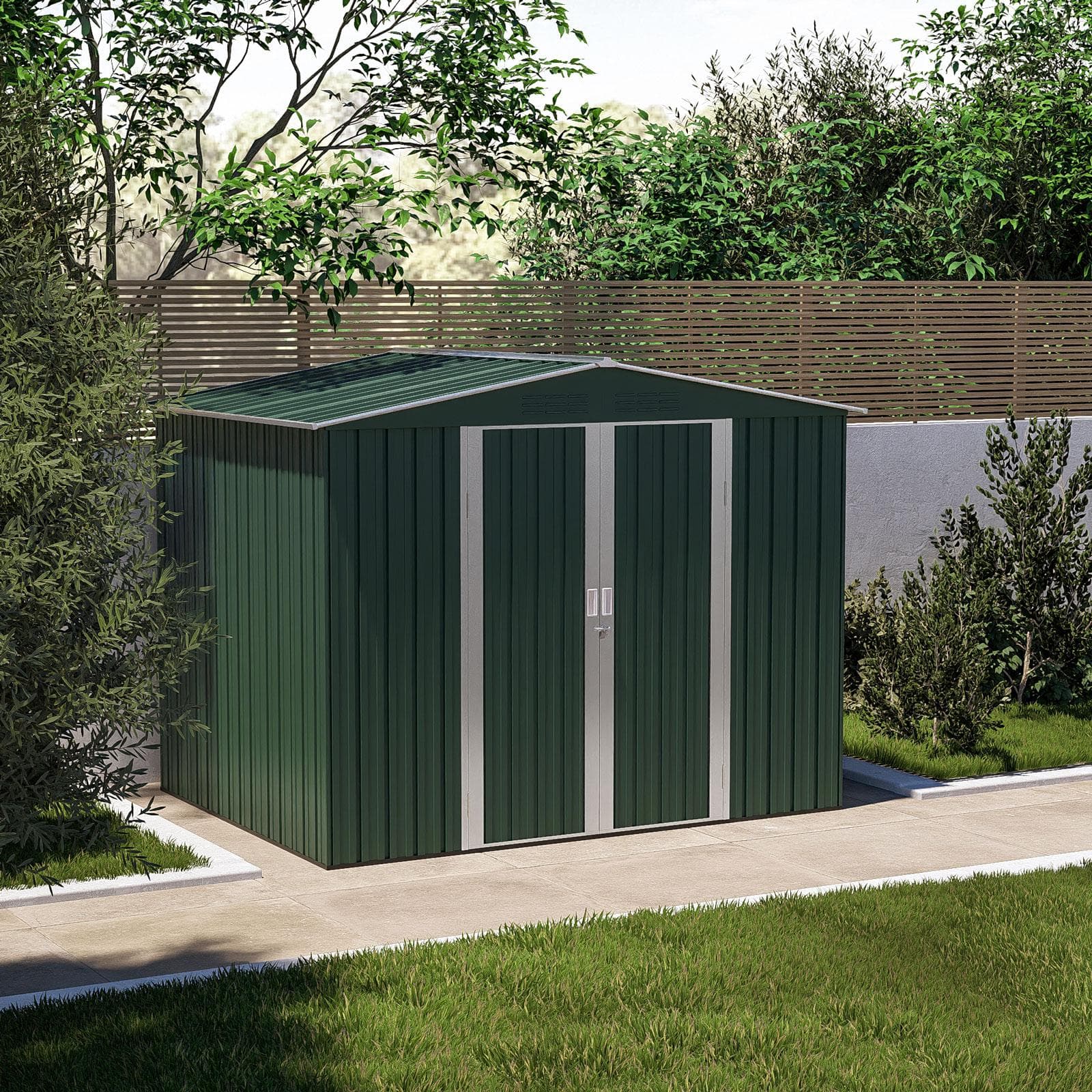 Casetta ricovero attrezzi da giardino 245x185x196h cm in acciaio verde - Bleir