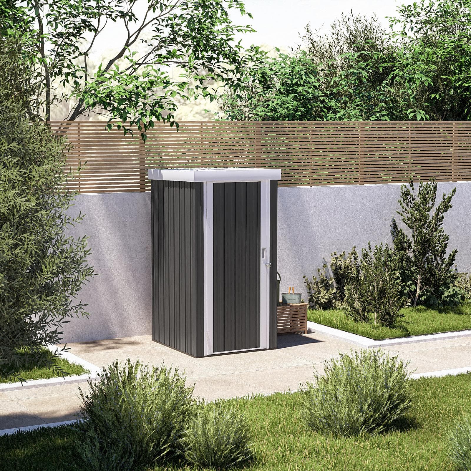 Casetta ricovero attrezzi da giardino 96x97x182h cm in acciaio antracite - Bleir