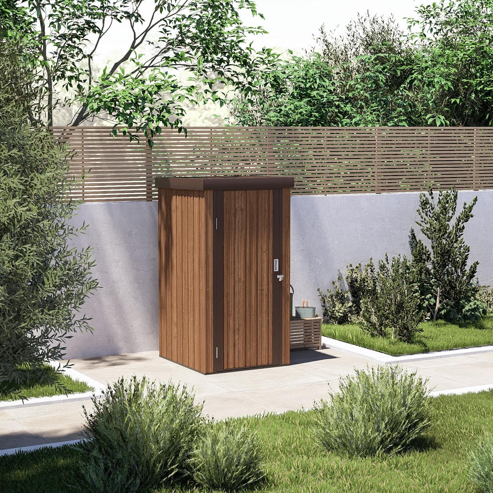 Casetta ricovero attrezzi da giardino 96x97x182h cm in acciaio effetto legno - Bleir