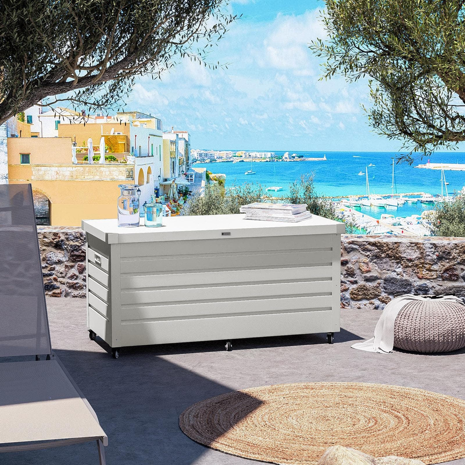 Baule contenitore con ruote 130x61x64h cm in alluminio bianco - Carioca