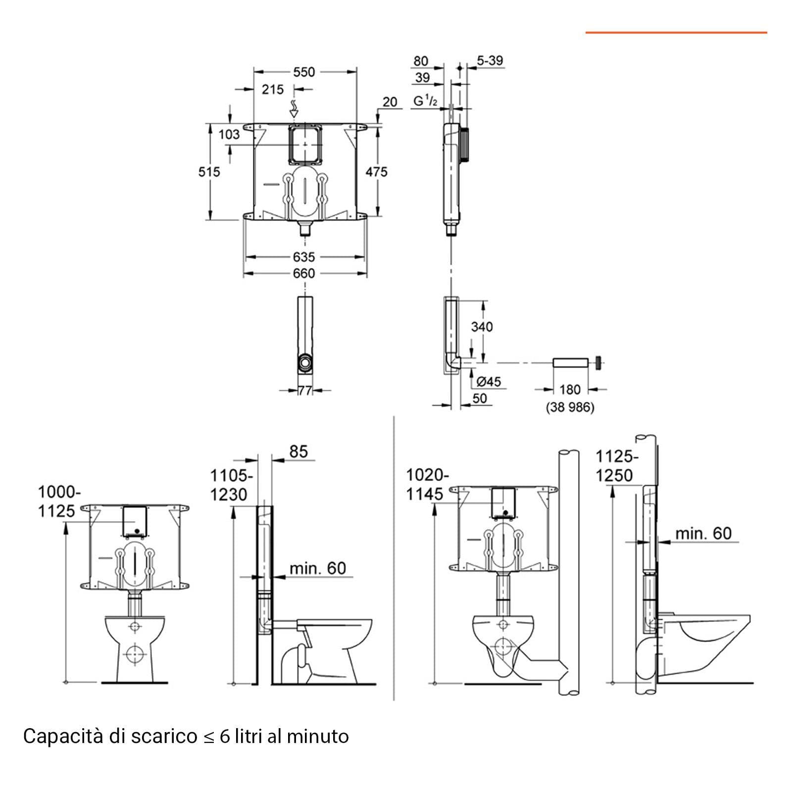 Cassetta di sciacquo per wc 80 mm GROHE con montaggio a incasso a risparmio idrico