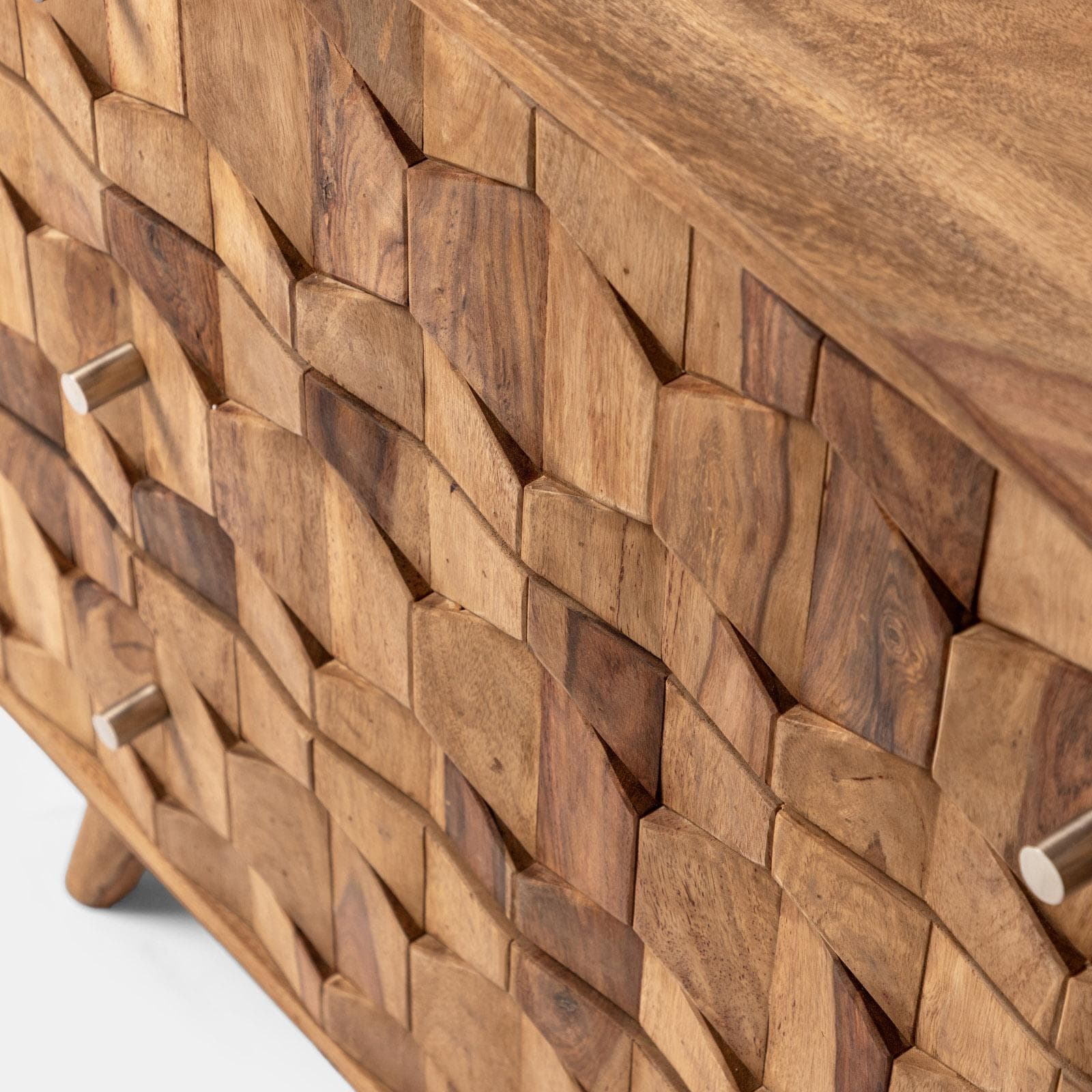 Cassettiera 88x77h cm in legno con 3 cassetti - Freia Sheesham