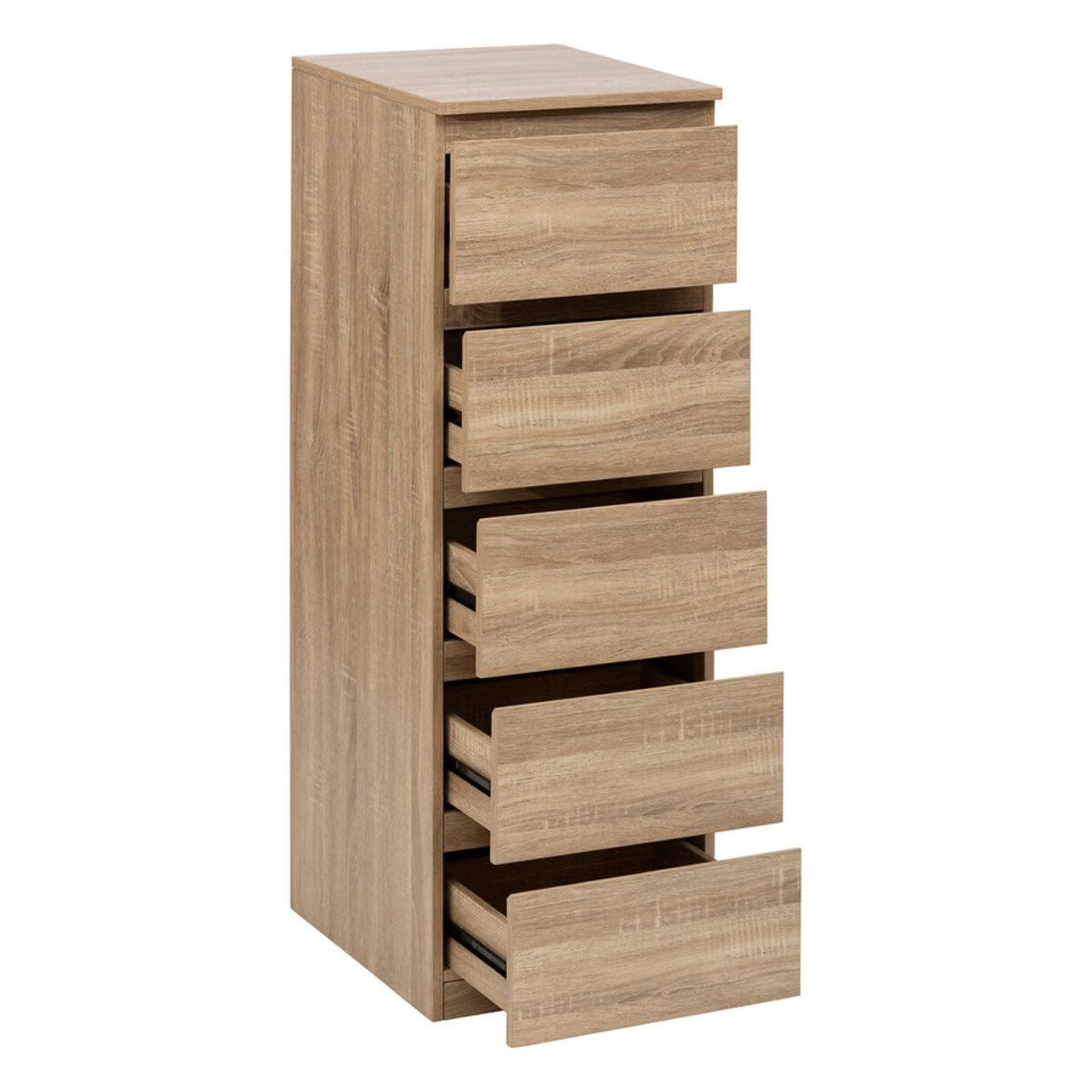 Cassettiera 40x118h cm effetto rovere con 5 cassetti - Ashlin