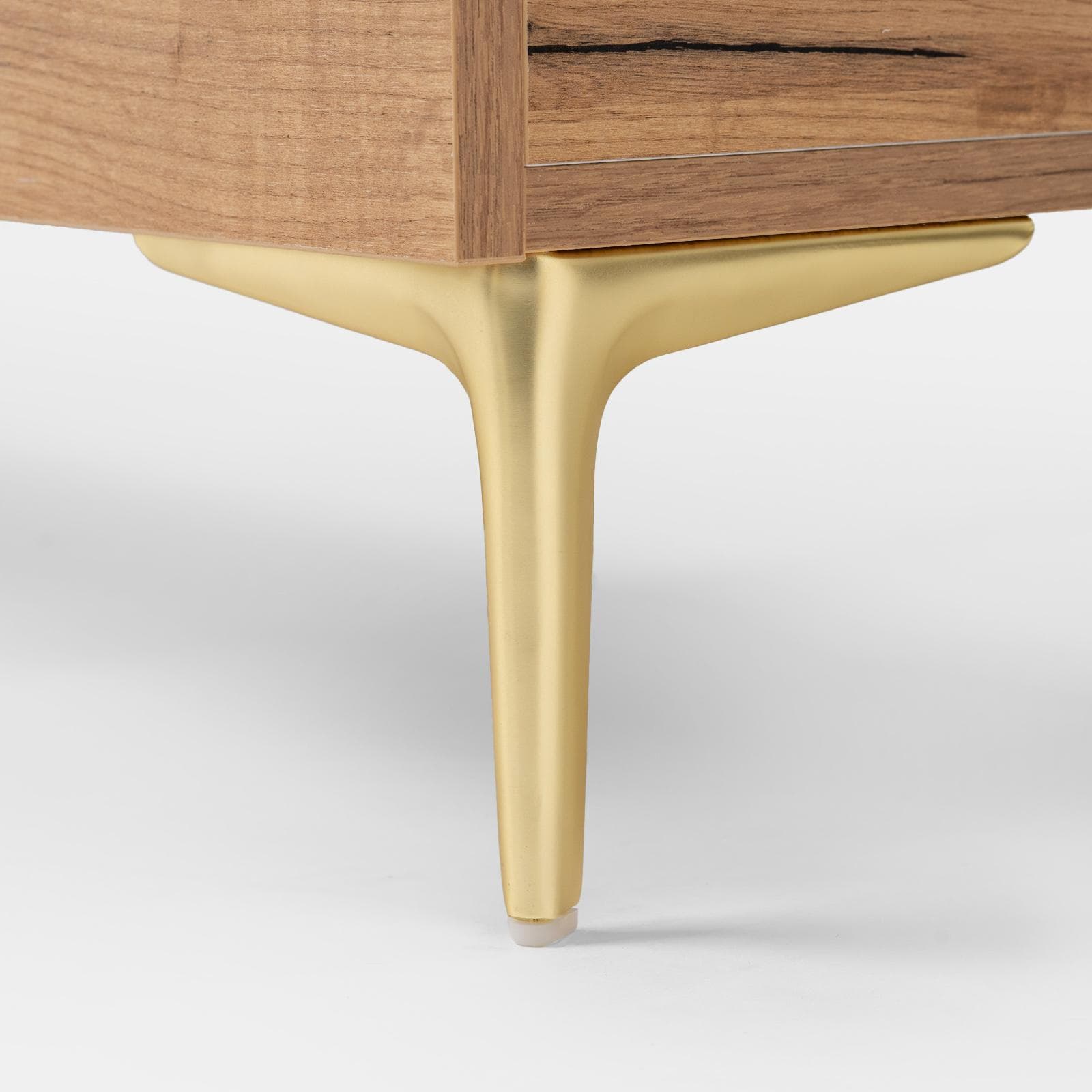 Cassettiera 60x115h cm rovere gold con 5 cassetti soft close e piedi in metallo oro - Judith