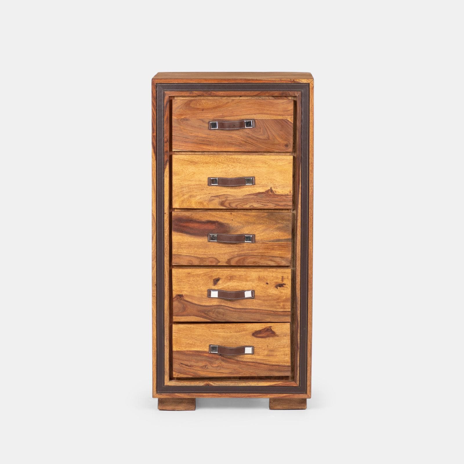Cassettiera 60x126h cm in legno con 5 cassetti - Freia Sheesham