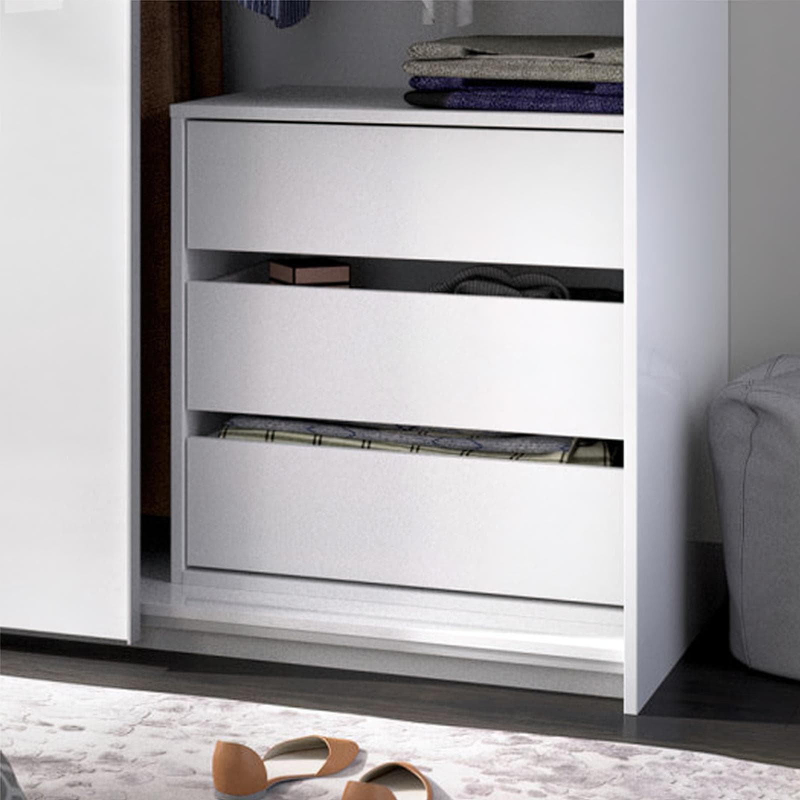 Cassettiera 60x60 h cm in legno bianco con tre cassetti - Cosby