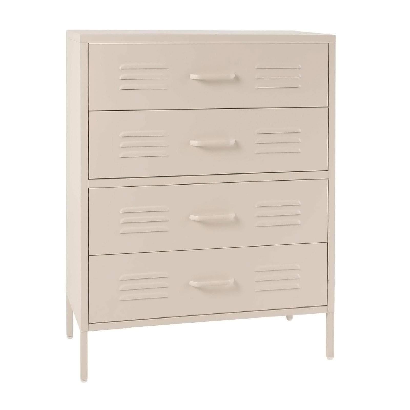 Cassettiera 80x102h cm in acciaio verniciato crema con 4 cassetti - Roger