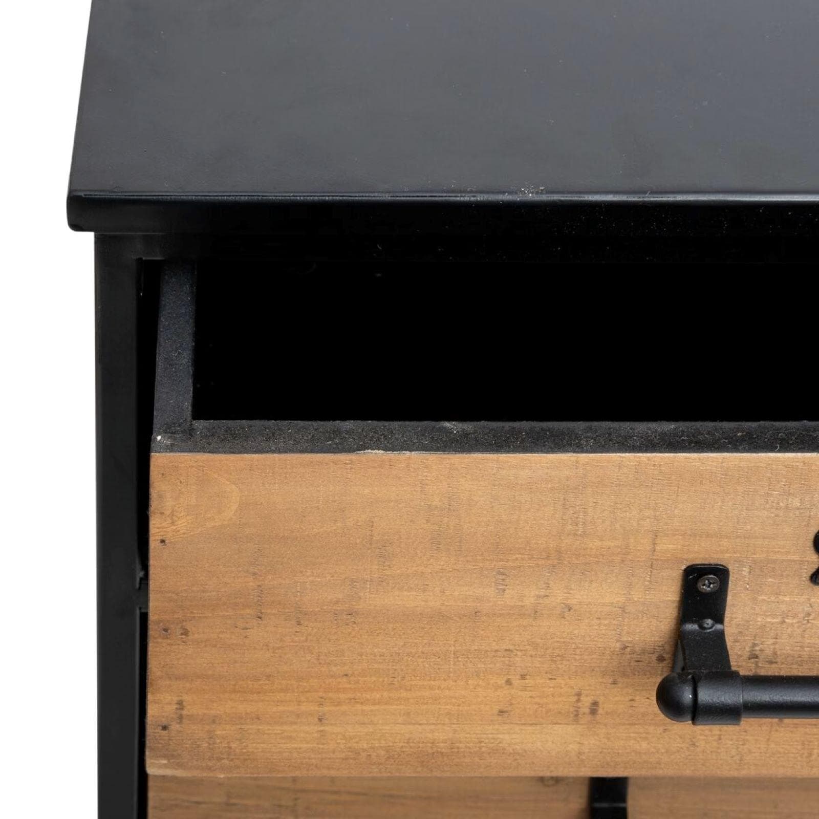 Cassettiera 82x87h cm in metallo nero con 10 cassetti in legno naturale - Manon