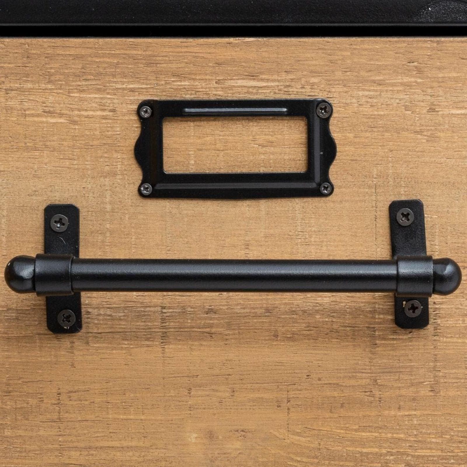 Cassettiera 82x87h cm in metallo nero con 10 cassetti in legno naturale - Manon