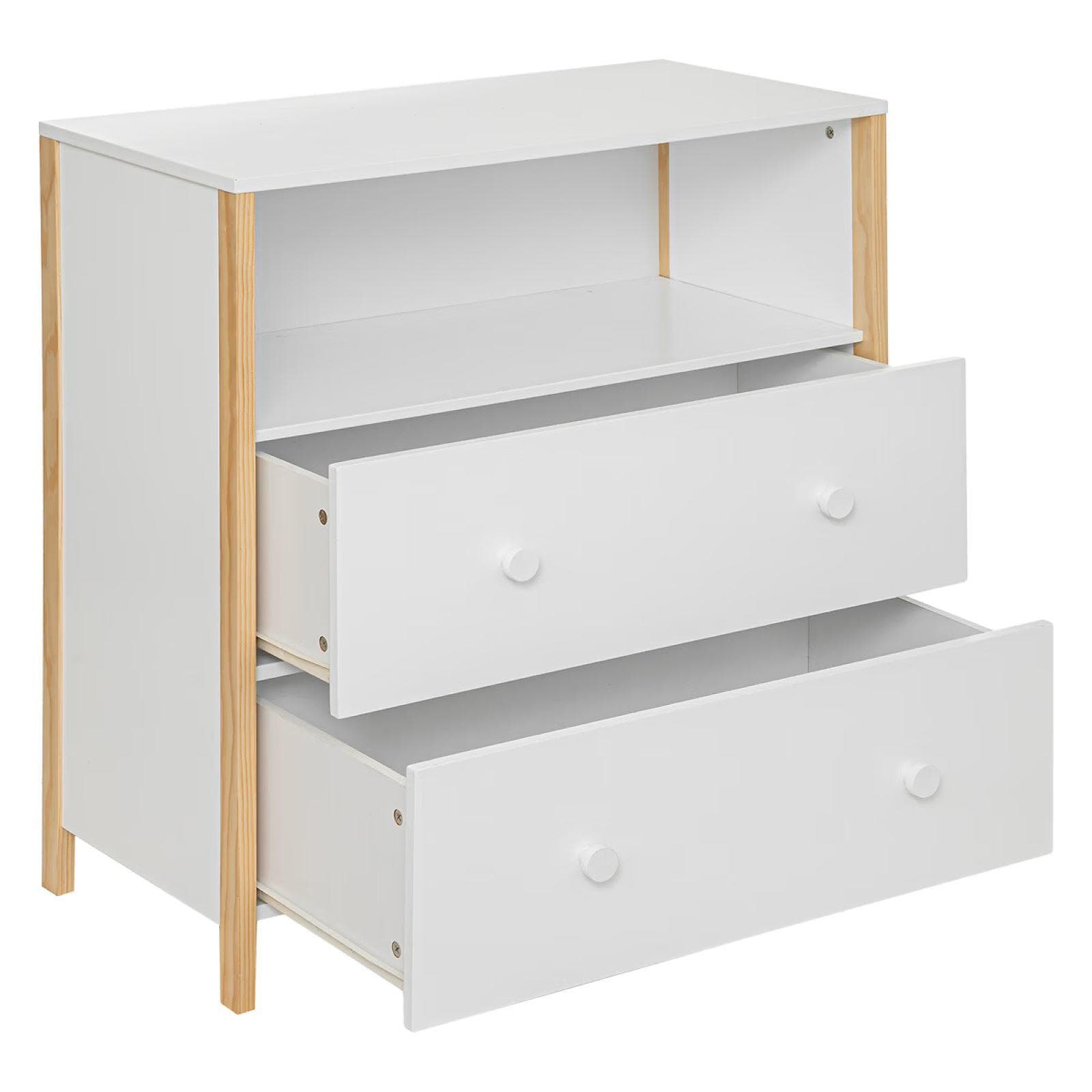 Cassettiera 85x80h cm in legno bianco e naturale con 2 cassetti - Sissy Kids