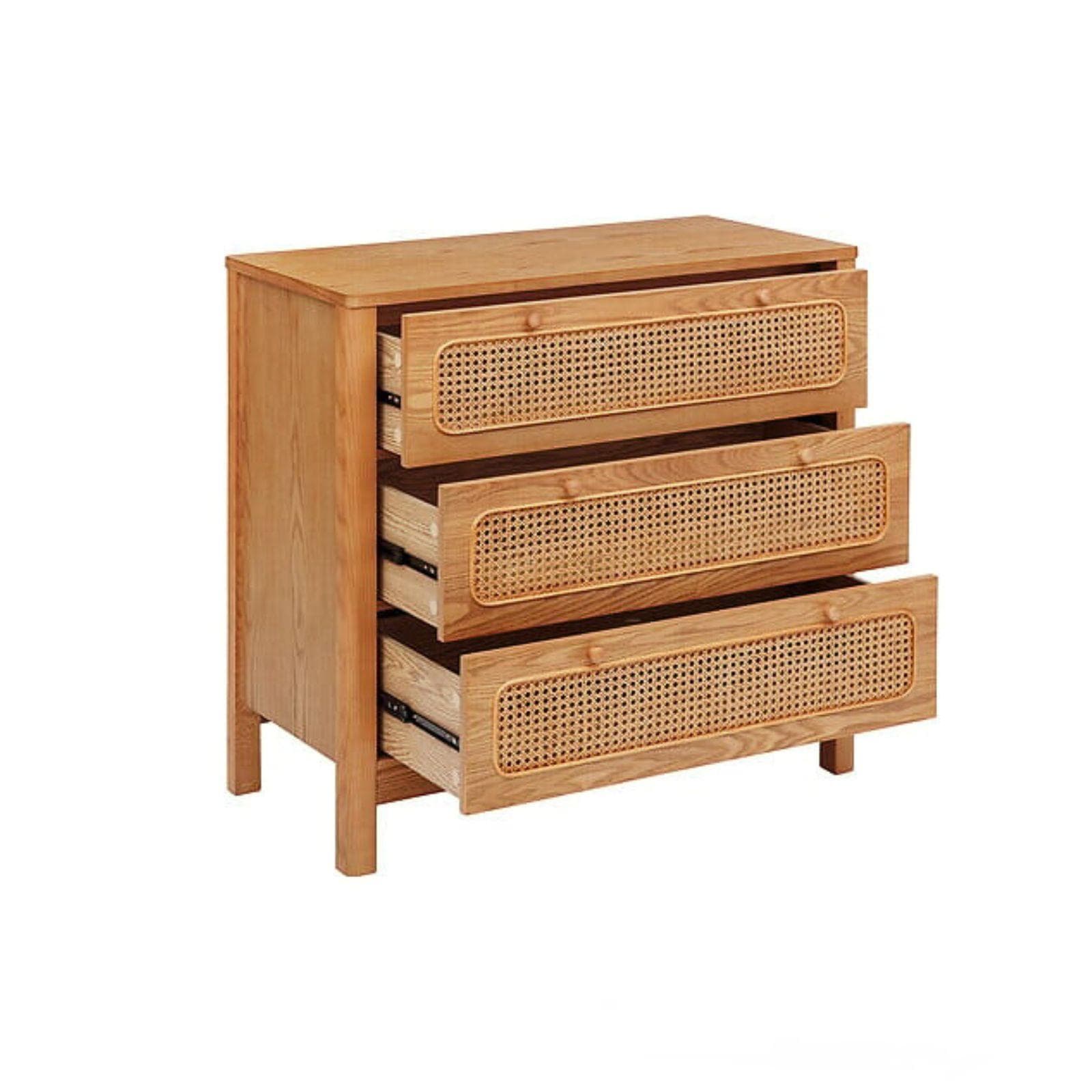 Cassettiera 90x85h cm in legno naturale e paglia di Vienna con 3 cassetti - Toronto