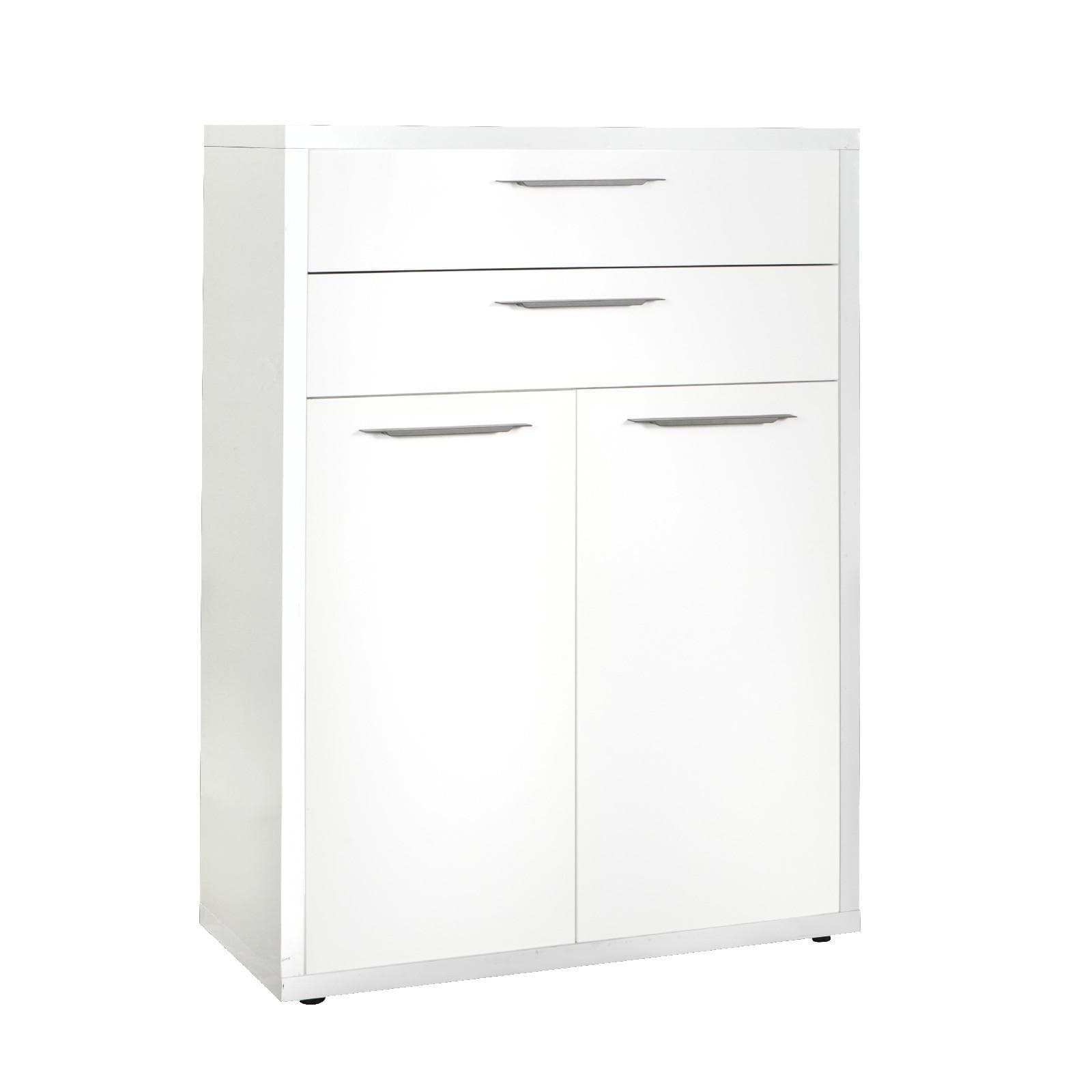 Mobile multiuso 80x112h cm bianco lucido con 2 ante e 2 cassetti - Homely office