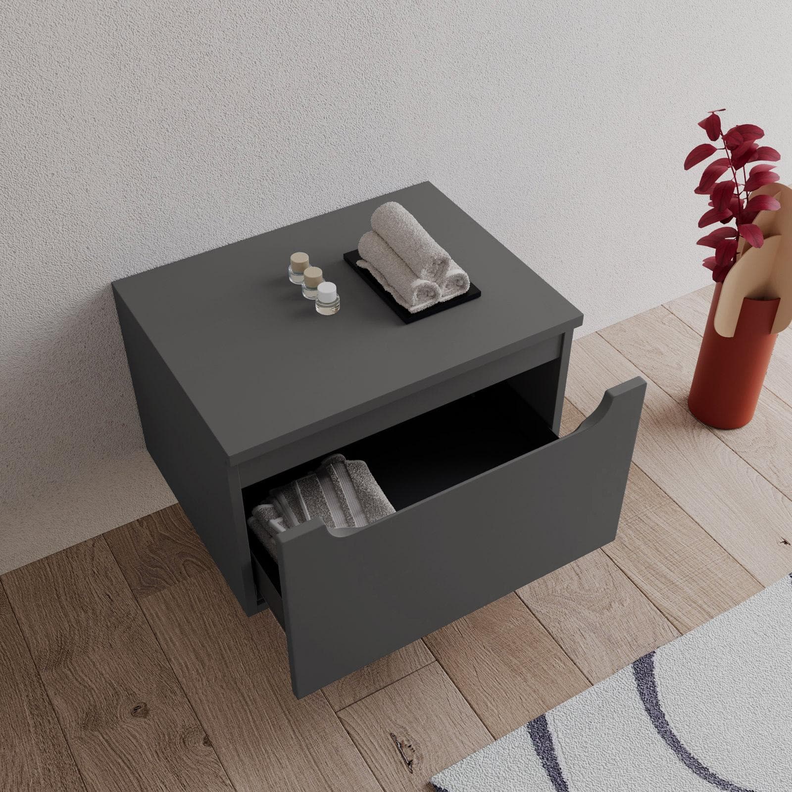 Cassettone sospeso 60 cm con top antracite - Sleek