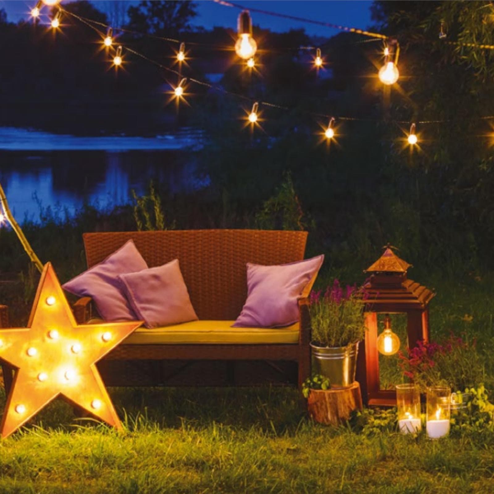 Catena luminosa 25 lampadine per esterno da 7,6m con cavo in PVC