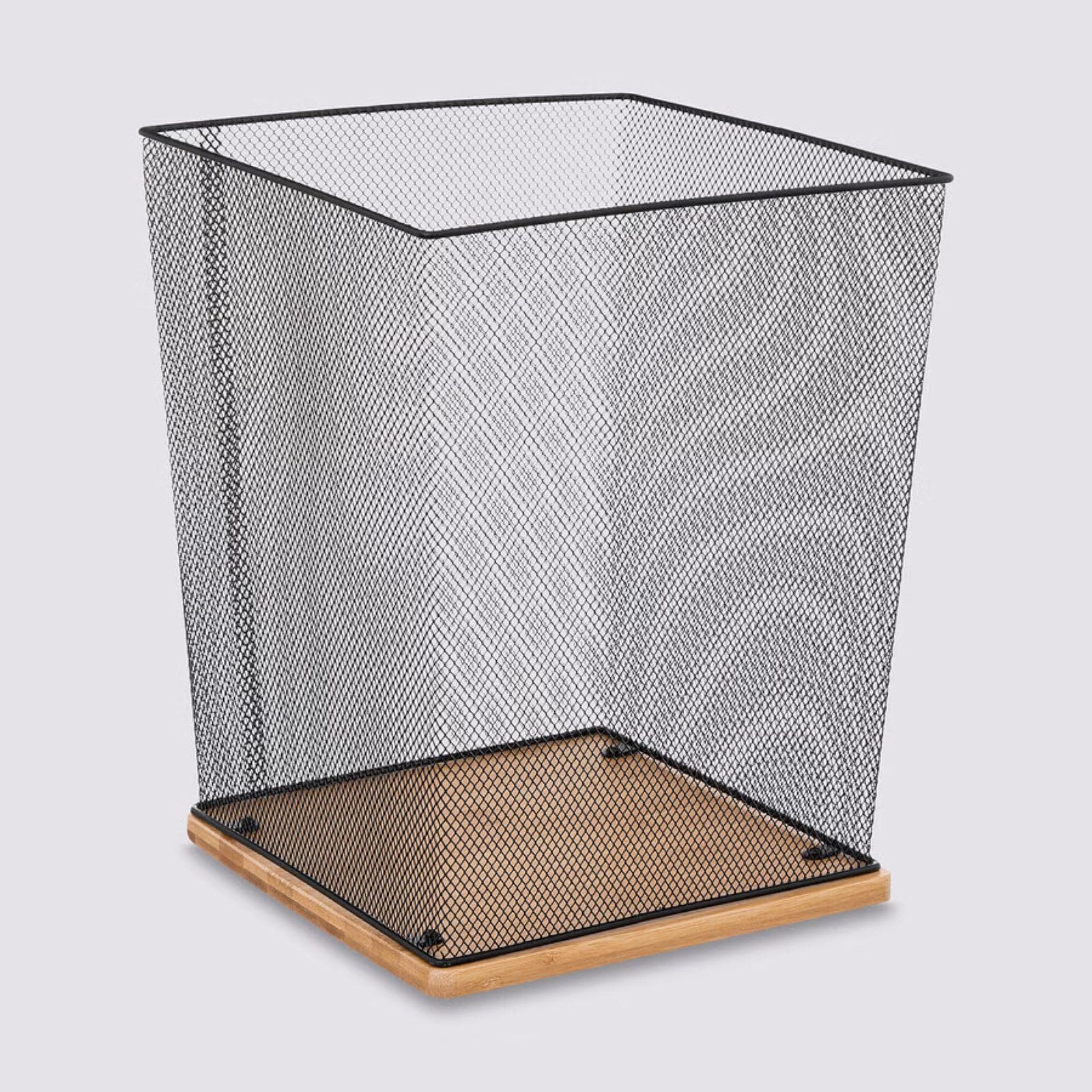 Cestino da scrivania 31h cm in metallo e bambù naturale - Smartlab