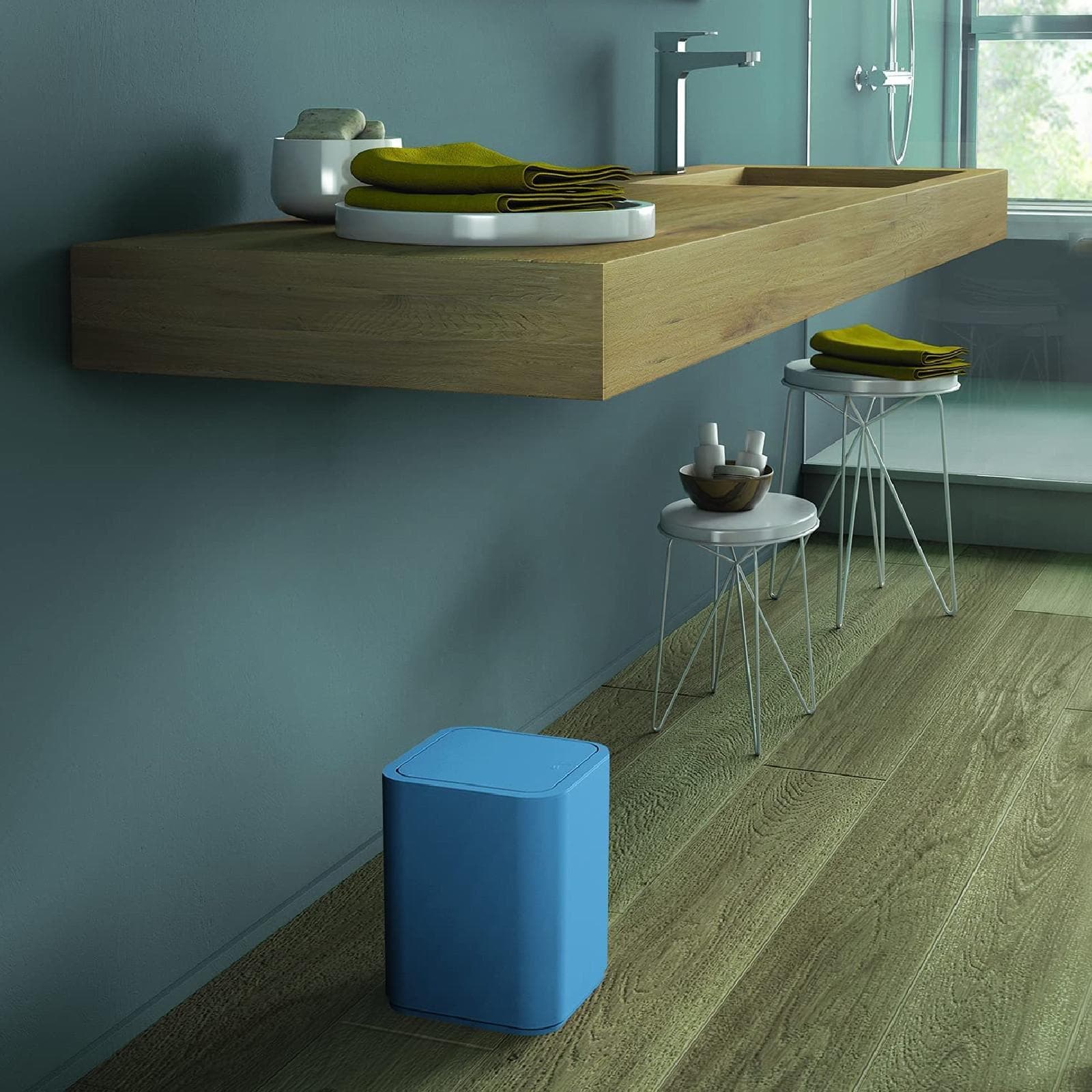 Cestino portarifiuti celeste 8 litri - Seventy di Gedy
