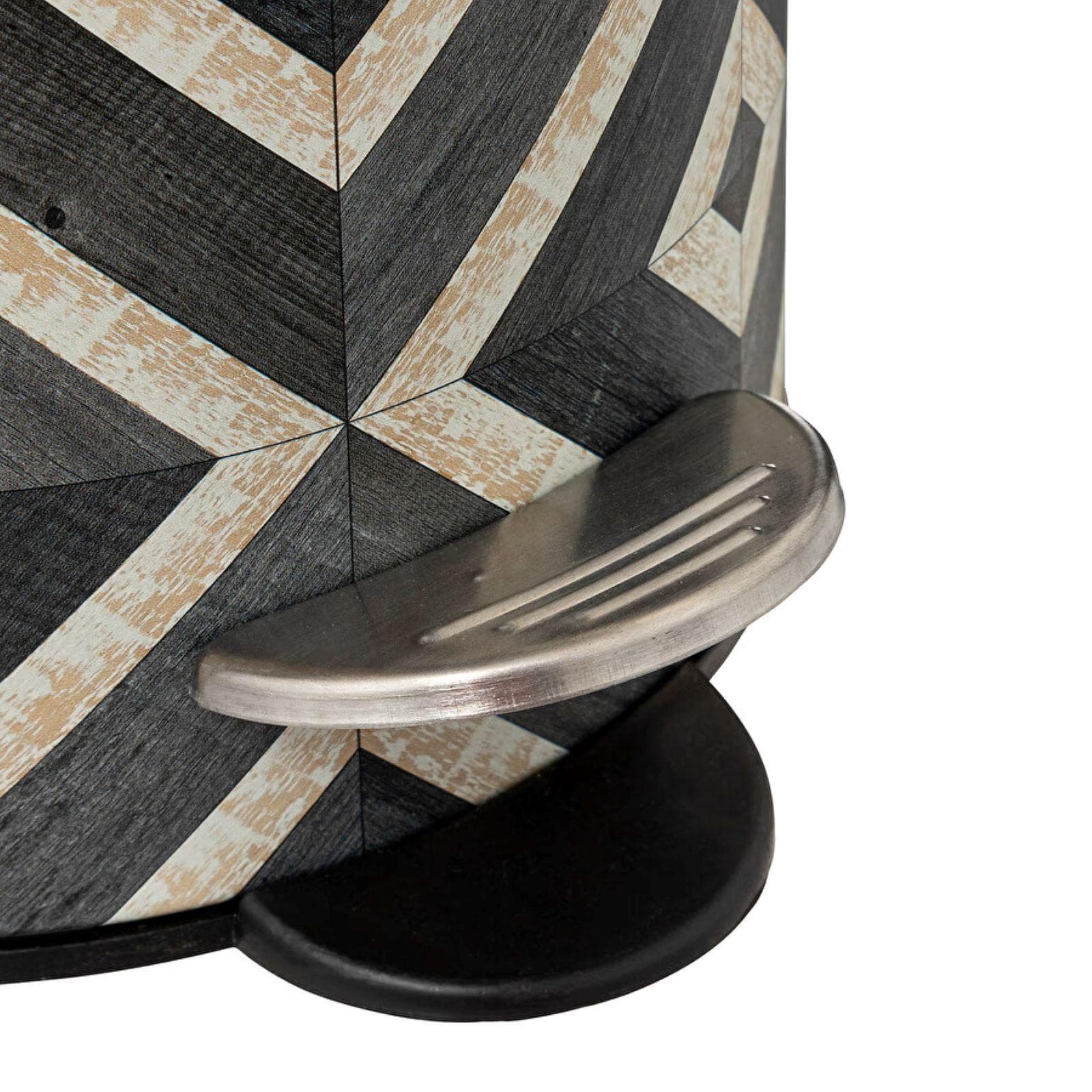 Cestino portarifiuti 3 litri in metallo nero e bianco coperchio in bambù con soft close - Carol
