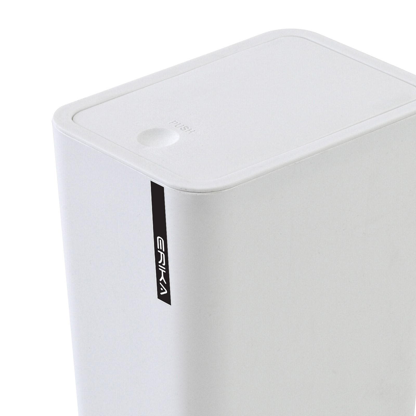 Cestino portarifiuti con coperchio push 8 litri in resina bianco - Erika
