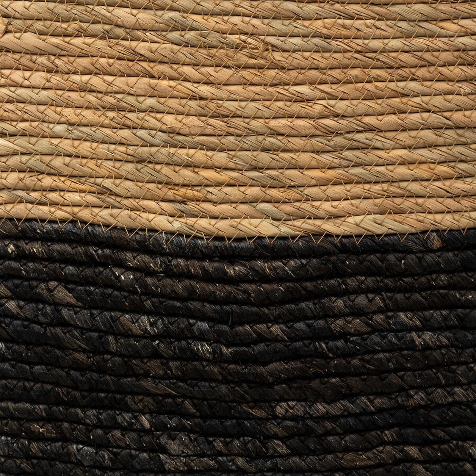 Cesto contenitore 31x15h cm in vimini intrecciato nero e naturale - Arlek