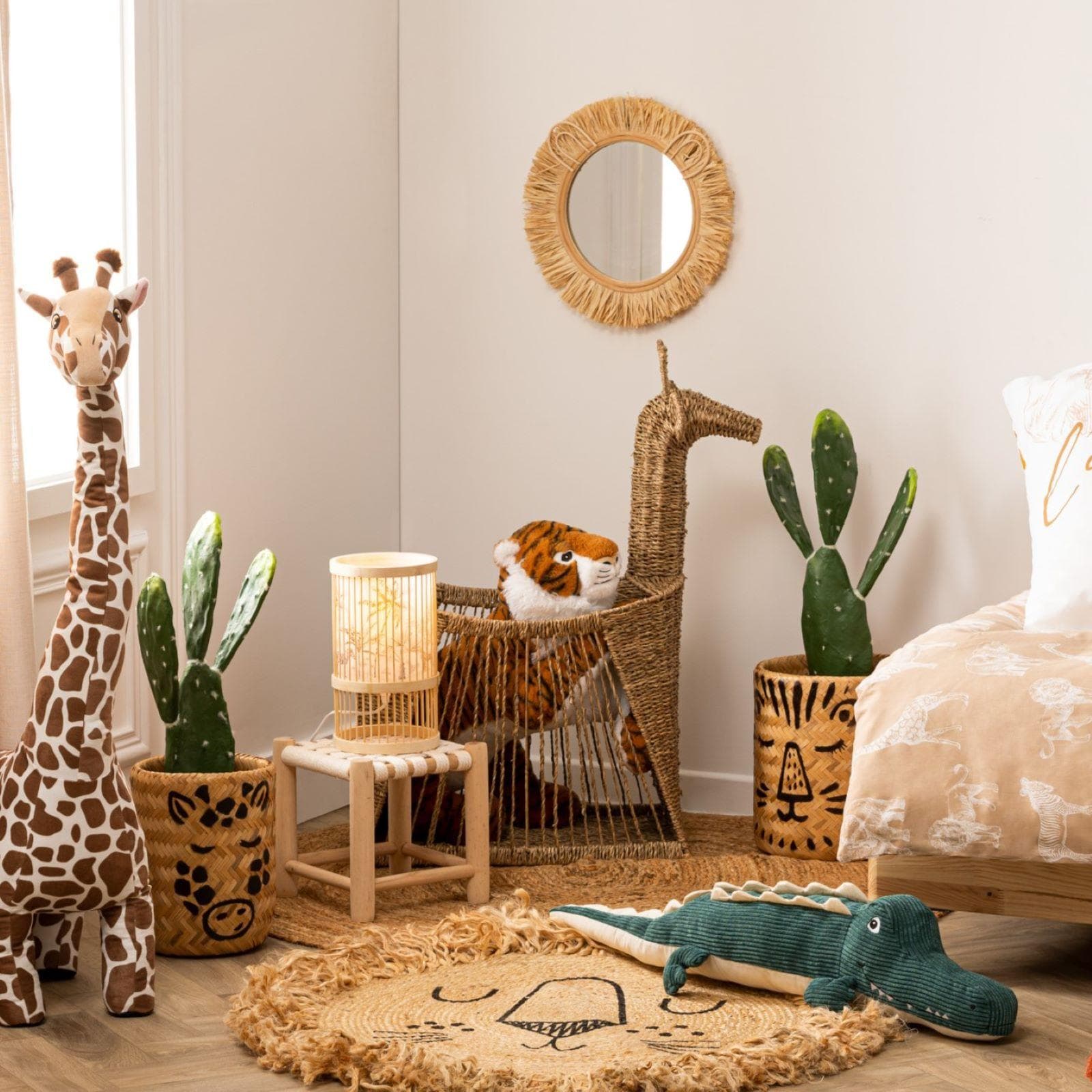 Cesto contenitore 79h cm griaffa in vimini naturale - Kids
