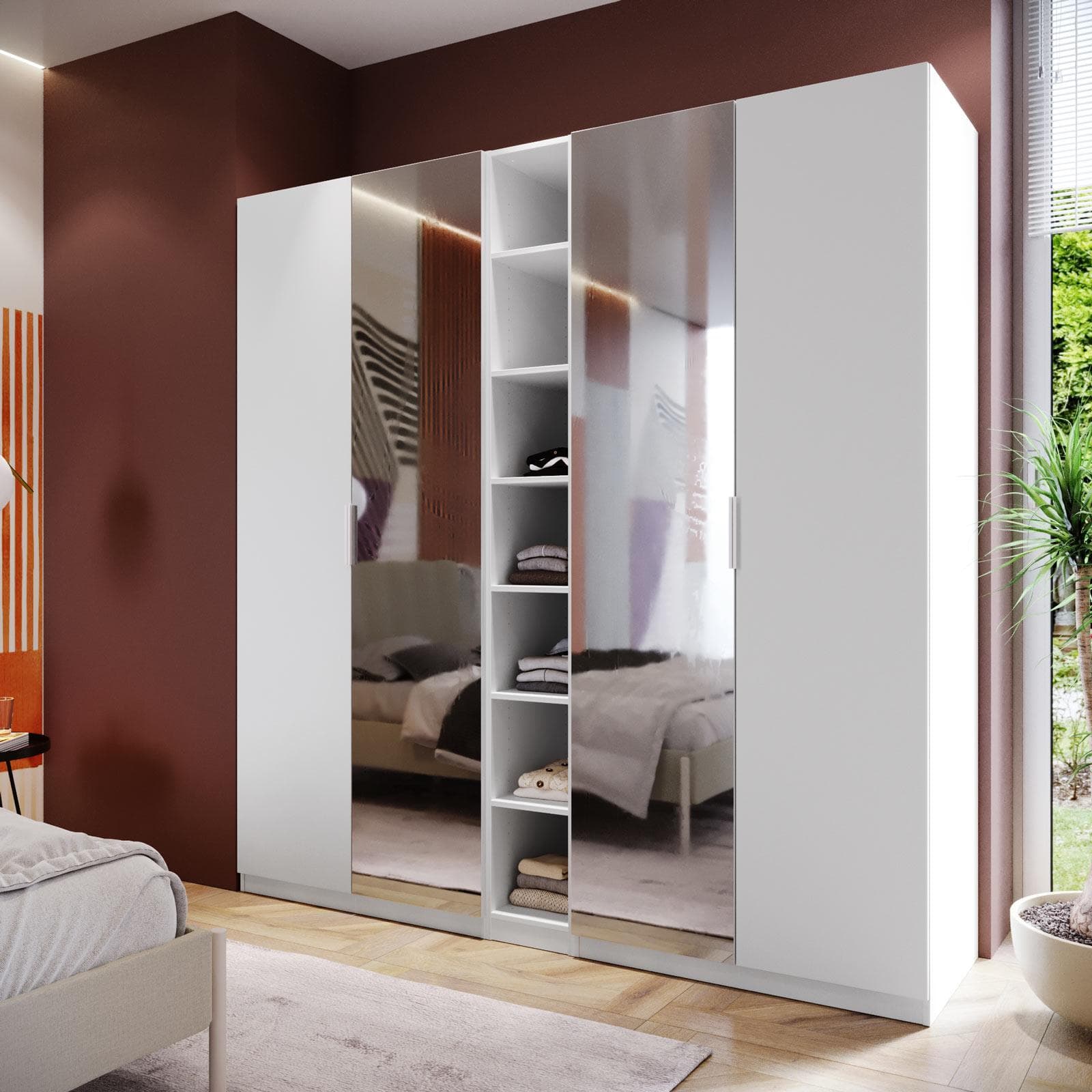 Colonna 30x236h cm bianco con 6 ripiani regolabili - Ventur