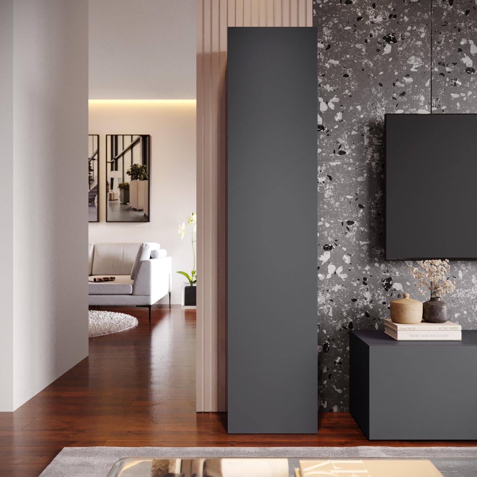 Colonna 40x180h sospesa e a terra con 1 anta antracite opaco - Kayros
