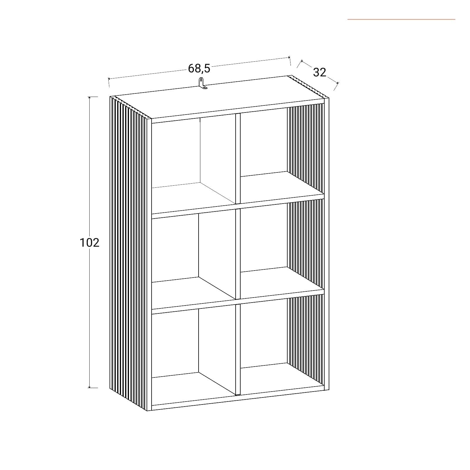 Mobile multiuso 69x102h cm in legno naturale e cannettato con 6 vani - Kloser