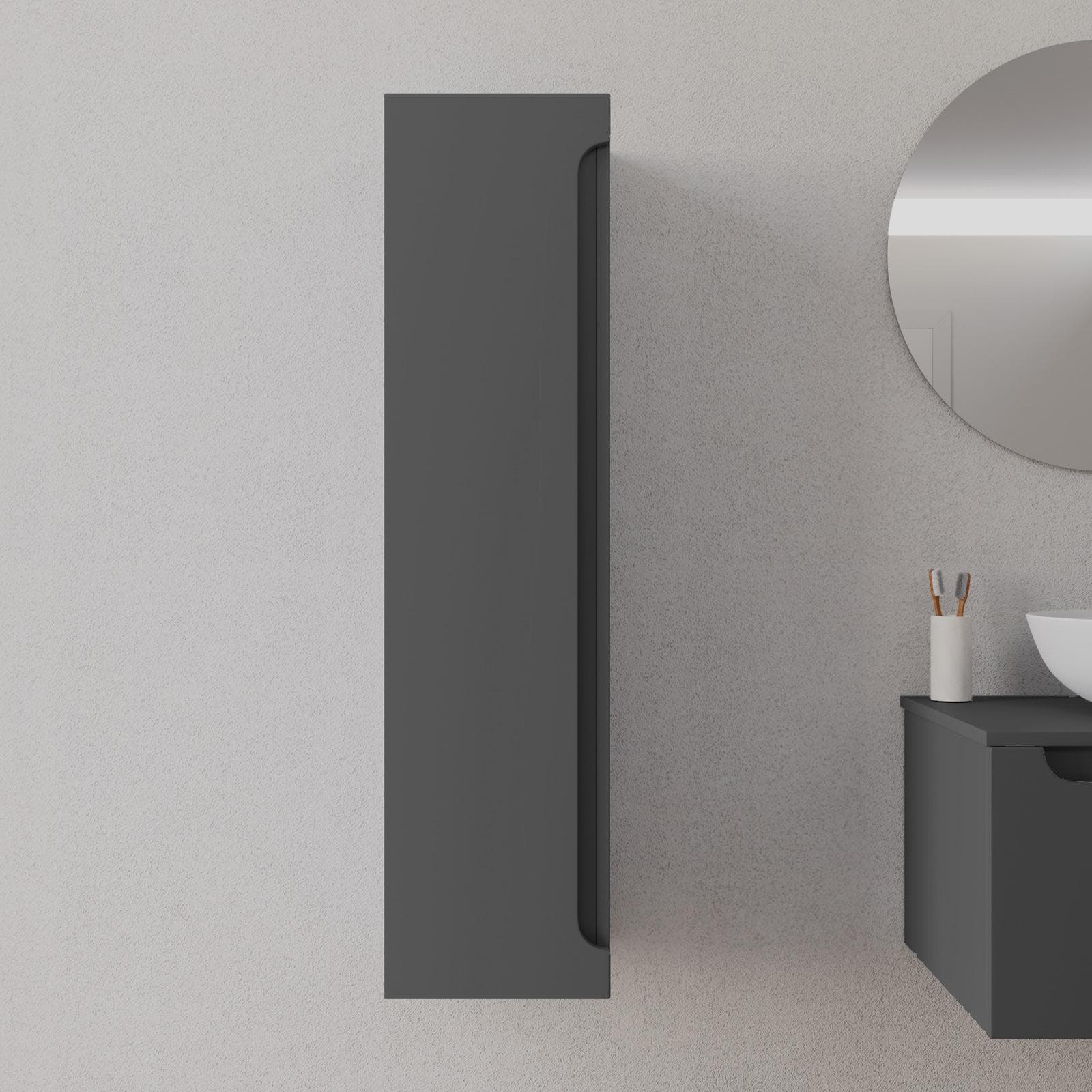 Colonna bagno sospesa 30x120 h cm con anta reversibile antracite - Sleek