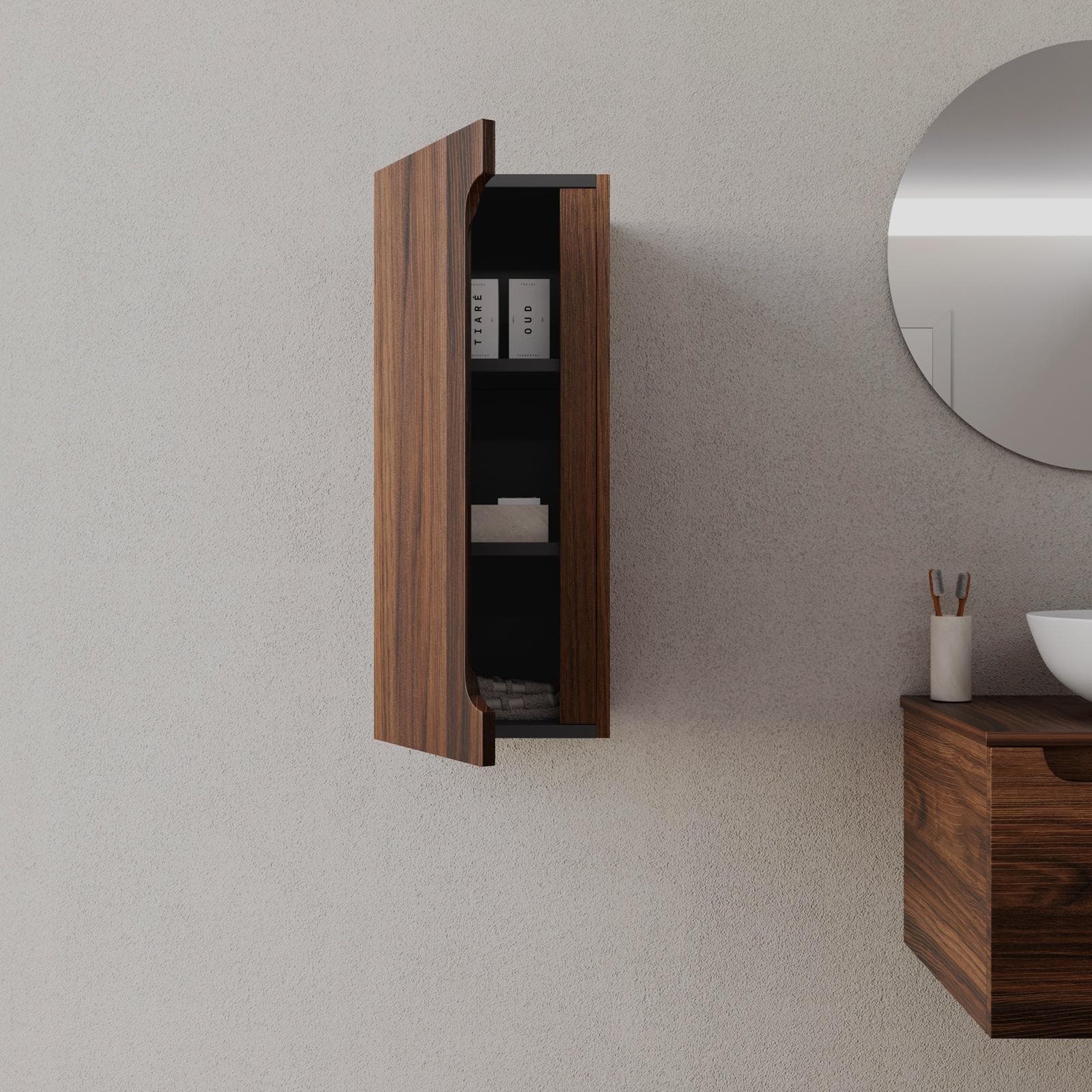 Colonna bagno sospesa 30x75 h cm con anta reversibile rovere deciso - Sleek