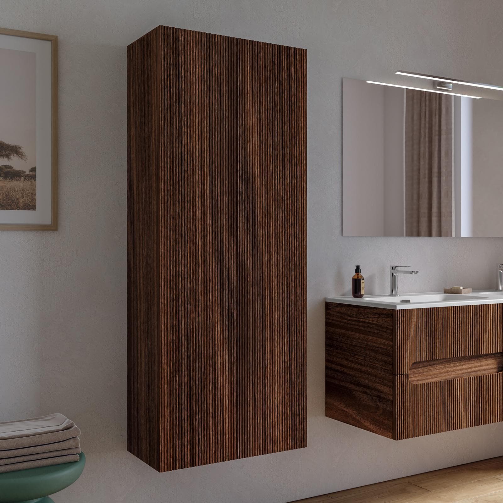 Colonna bagno sospesa 60 x 30 x 150 h cm doppia anta rovere deciso - Tayga