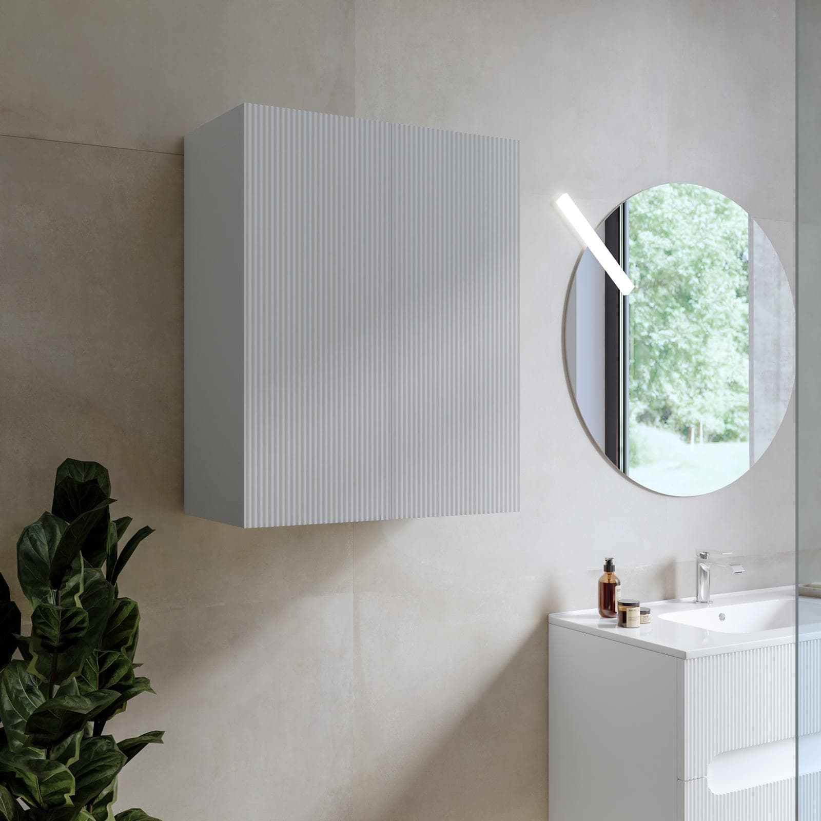 Colonna bagno sospesa 60 x 30 x 75 h cm doppia anta bianco opaco - Tayga