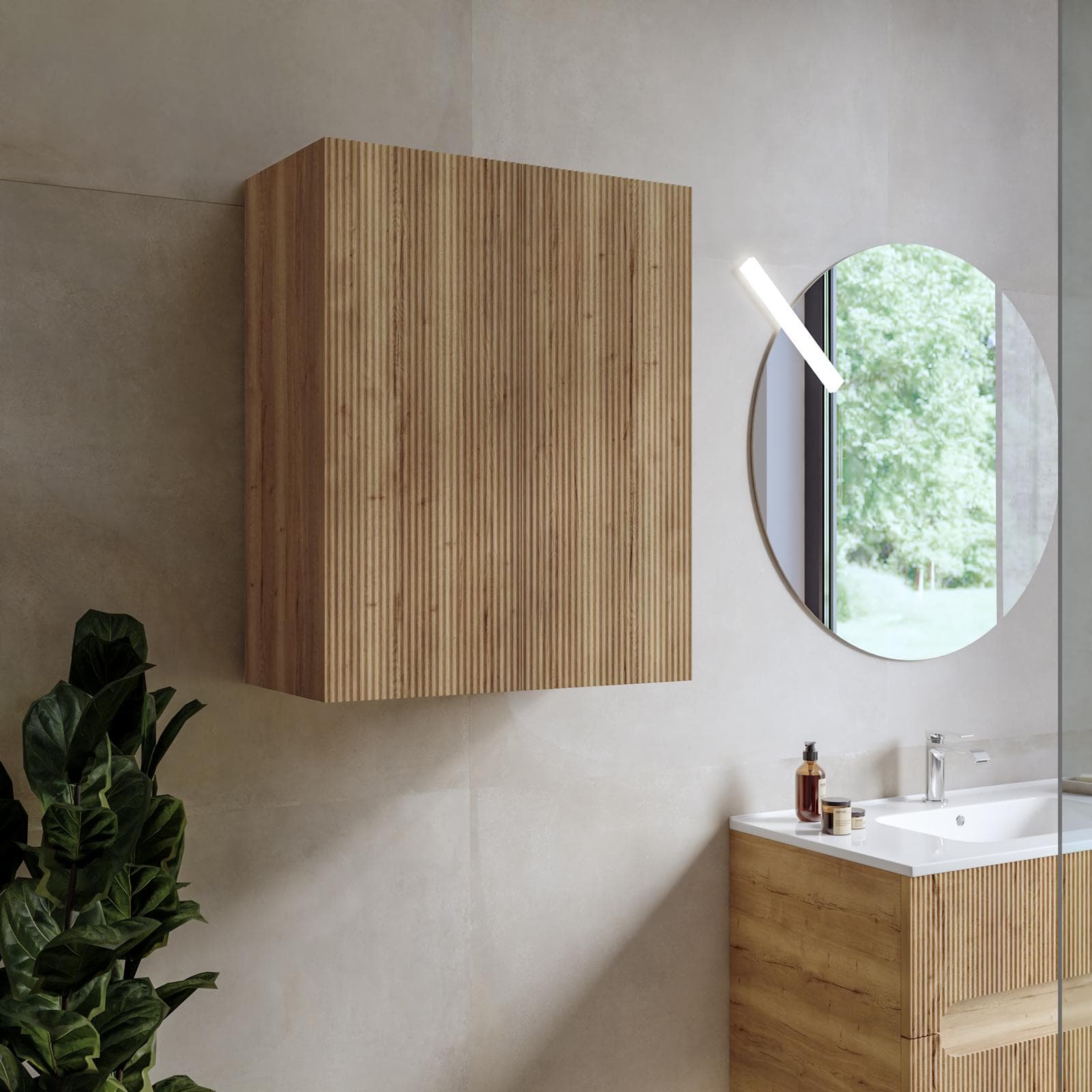 Colonna bagno sospesa 60 x 30 x 75 h cm doppia anta rovere acero - Tayga