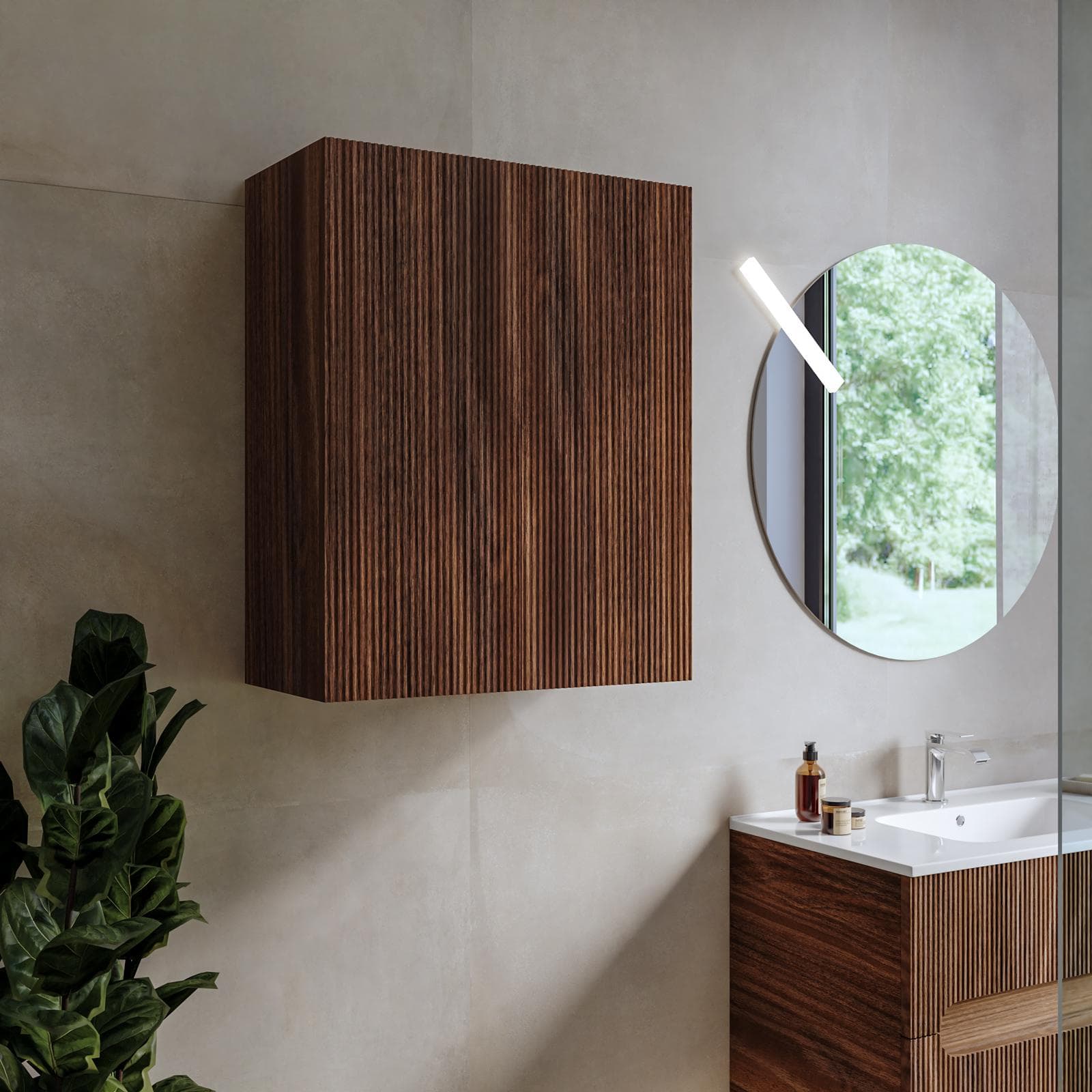 Colonna bagno sospesa 60 x 30 x 75 h cm doppia anta rovere deciso - Tayga
